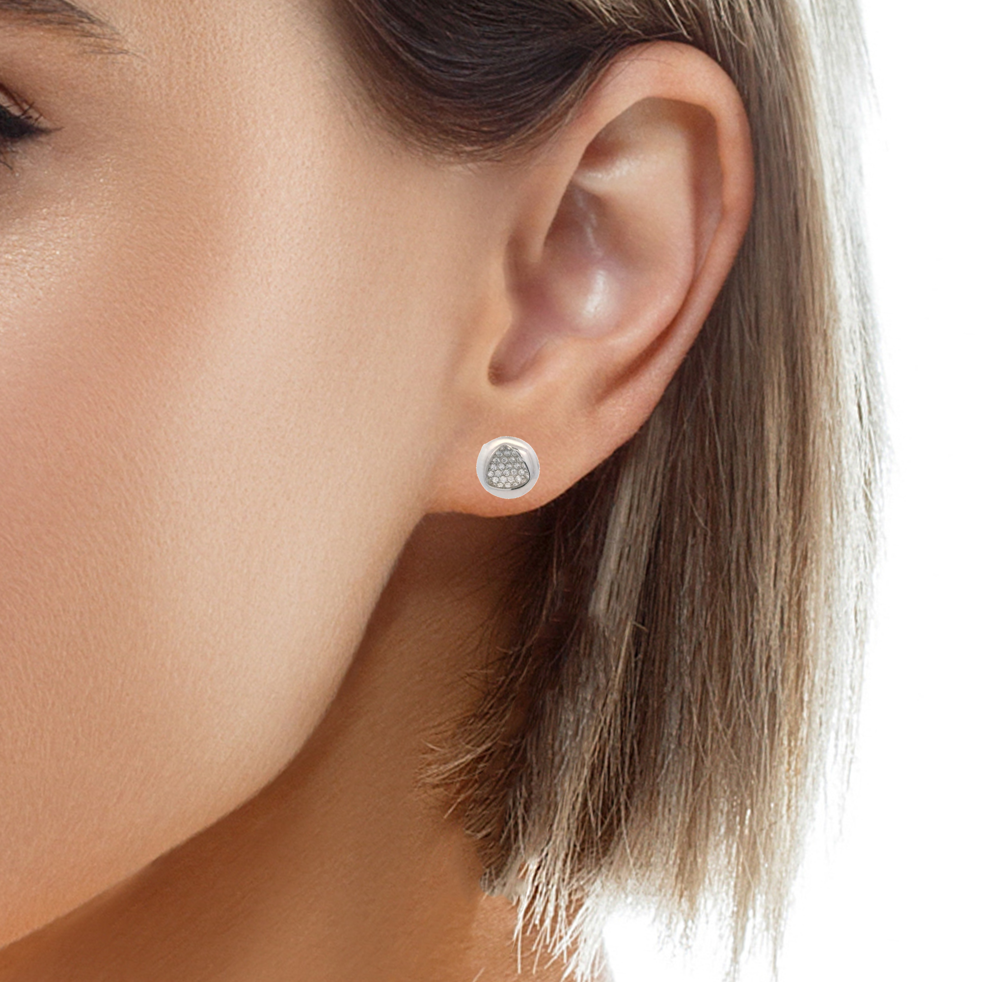 925SL CIRCLE DOME WITH TRANGLE EARRINGS