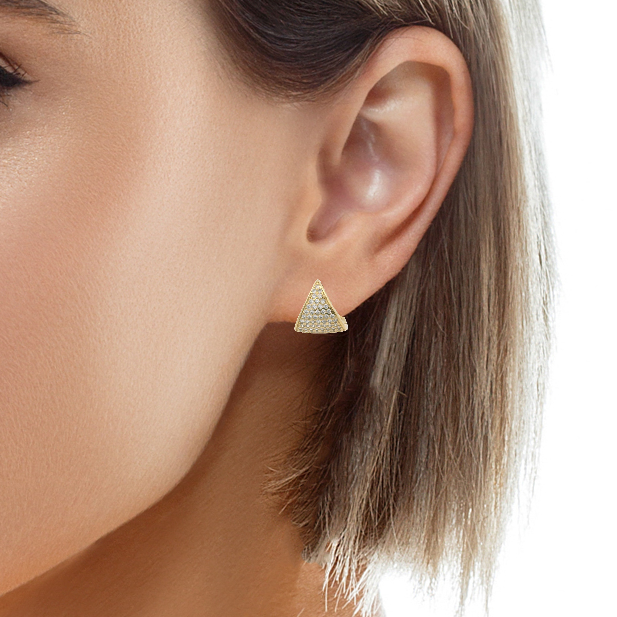 925YG TRIANGLE PAVE CZ HUGGIES