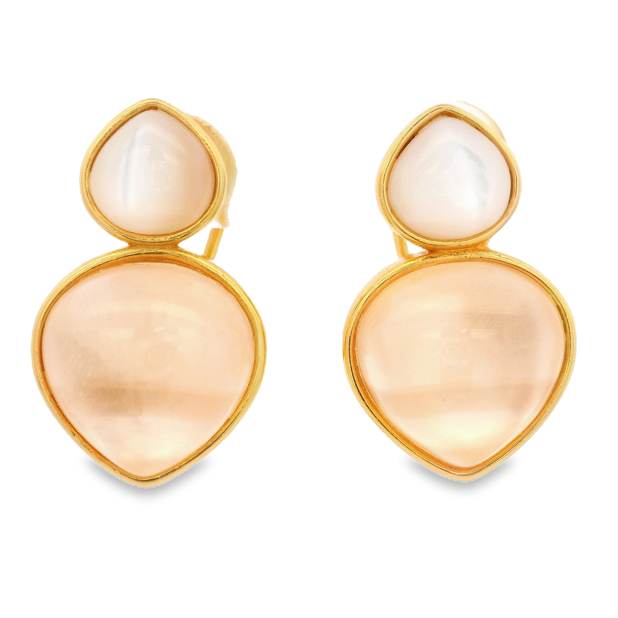 925YG DOUBLE BRIOLETTE EARRINGS MOP & CZ ROSE