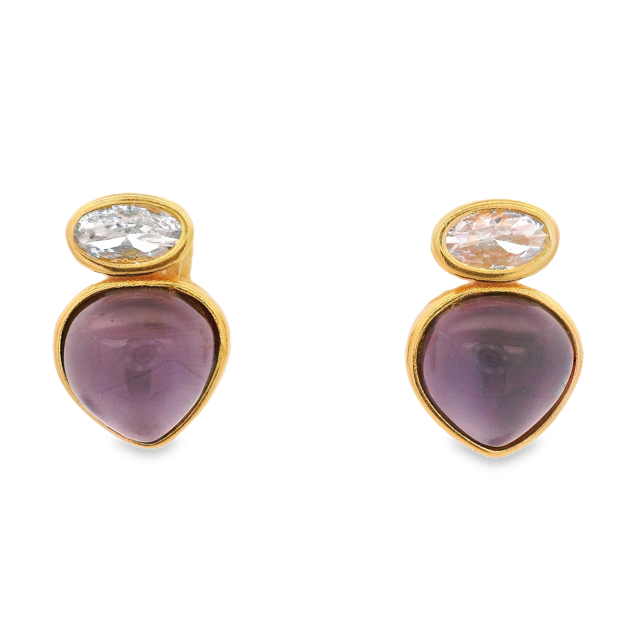 925YG DOUBLE BRIOLETTE EARRINGS MOP & CZ