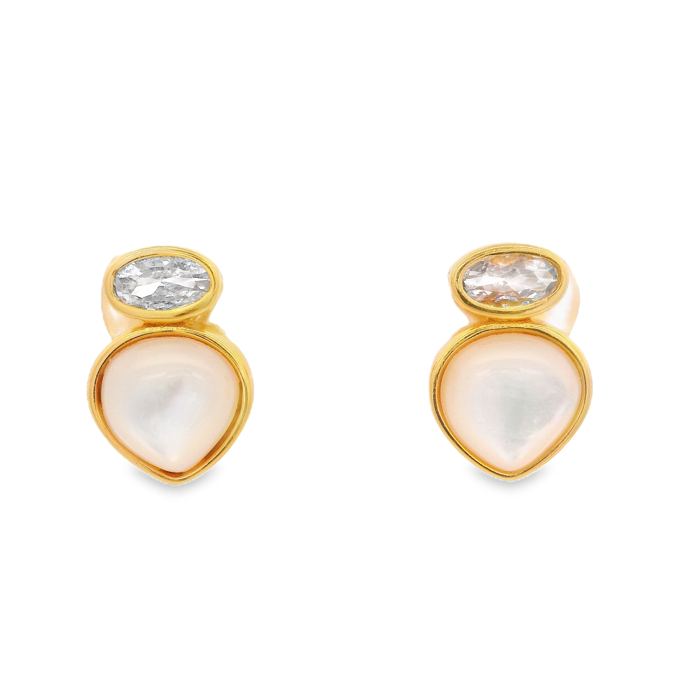 925YG DOUBLE BRIOLETTE EARRINGS MOP & CZ