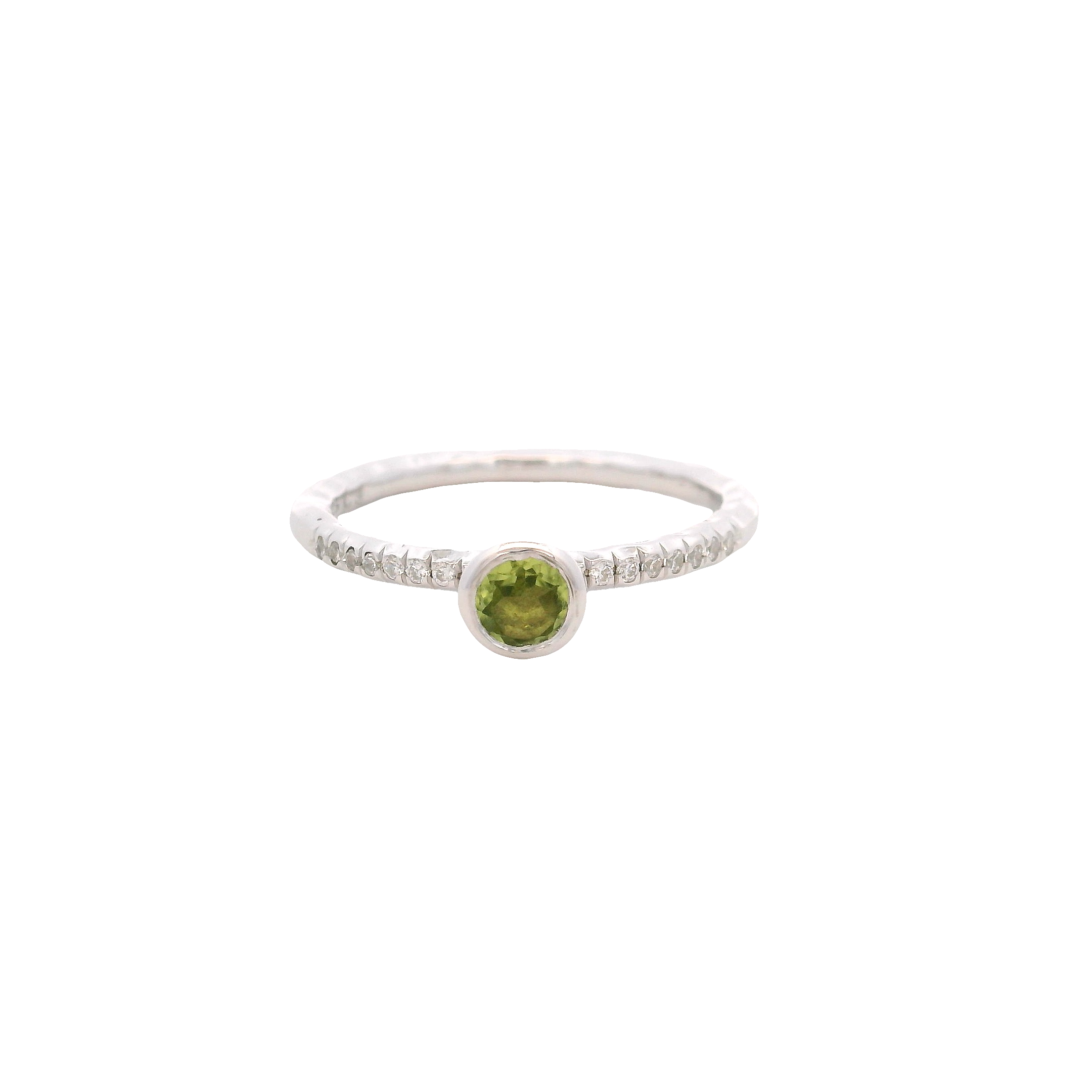 925SL BEZEL PERIDOT AND CZ RING T6.5