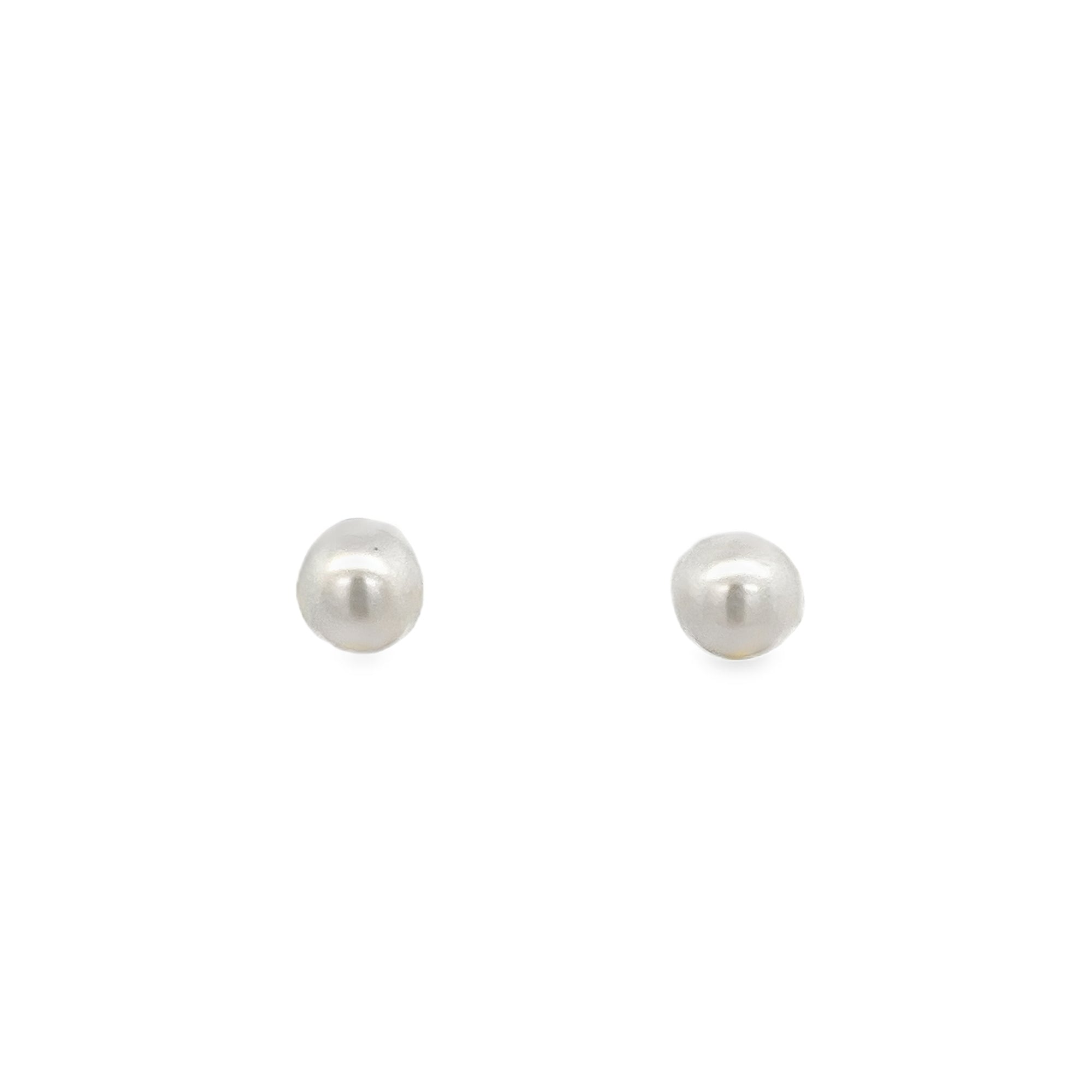 18KW ROUND PEARL STUD WITH 5MM EARRINGS - C'SANTOS