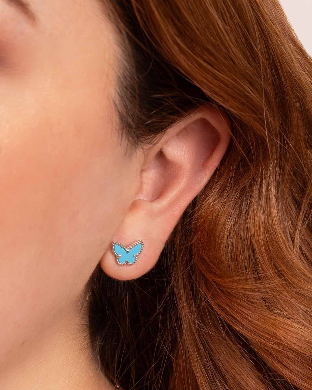 18KW TURQUOISE BUTTERFLY EARRINGS - C'SANTOS