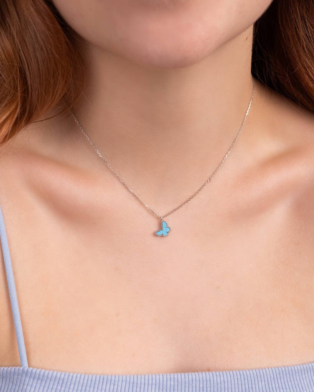 18KW TURQUOISE BUTTERFLY NECKLACE - C'SANTOS