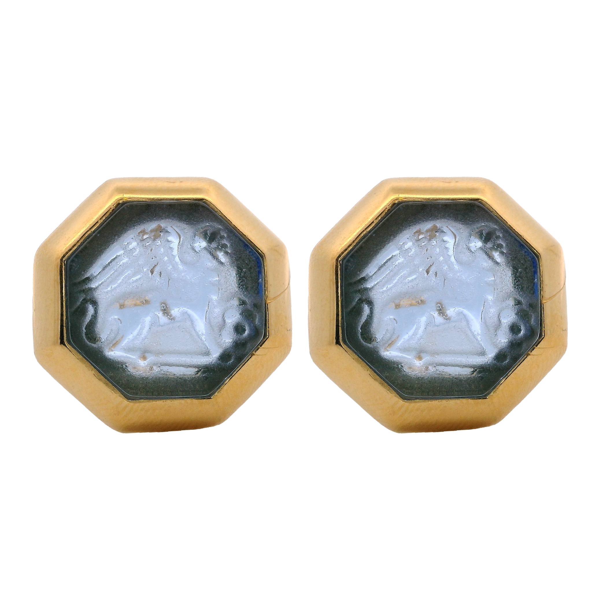 925GG OCTAGONAL CHIREMA BLUE STUD EARRINGS