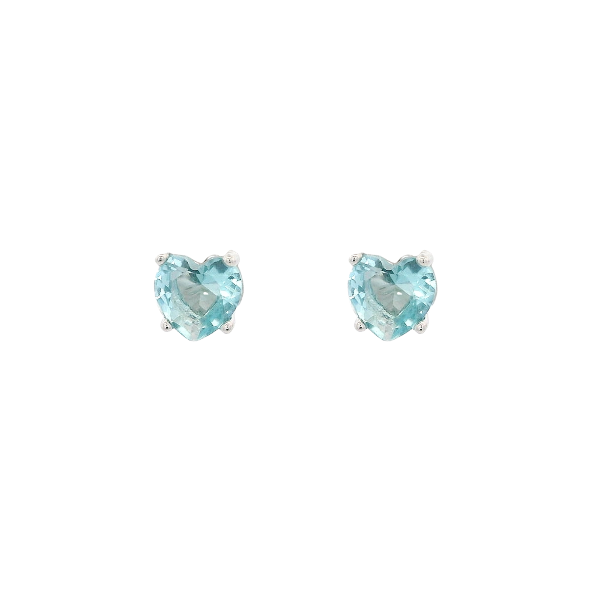 925SS SOLITARY HEART SKY BLUE CZ EARRINGS