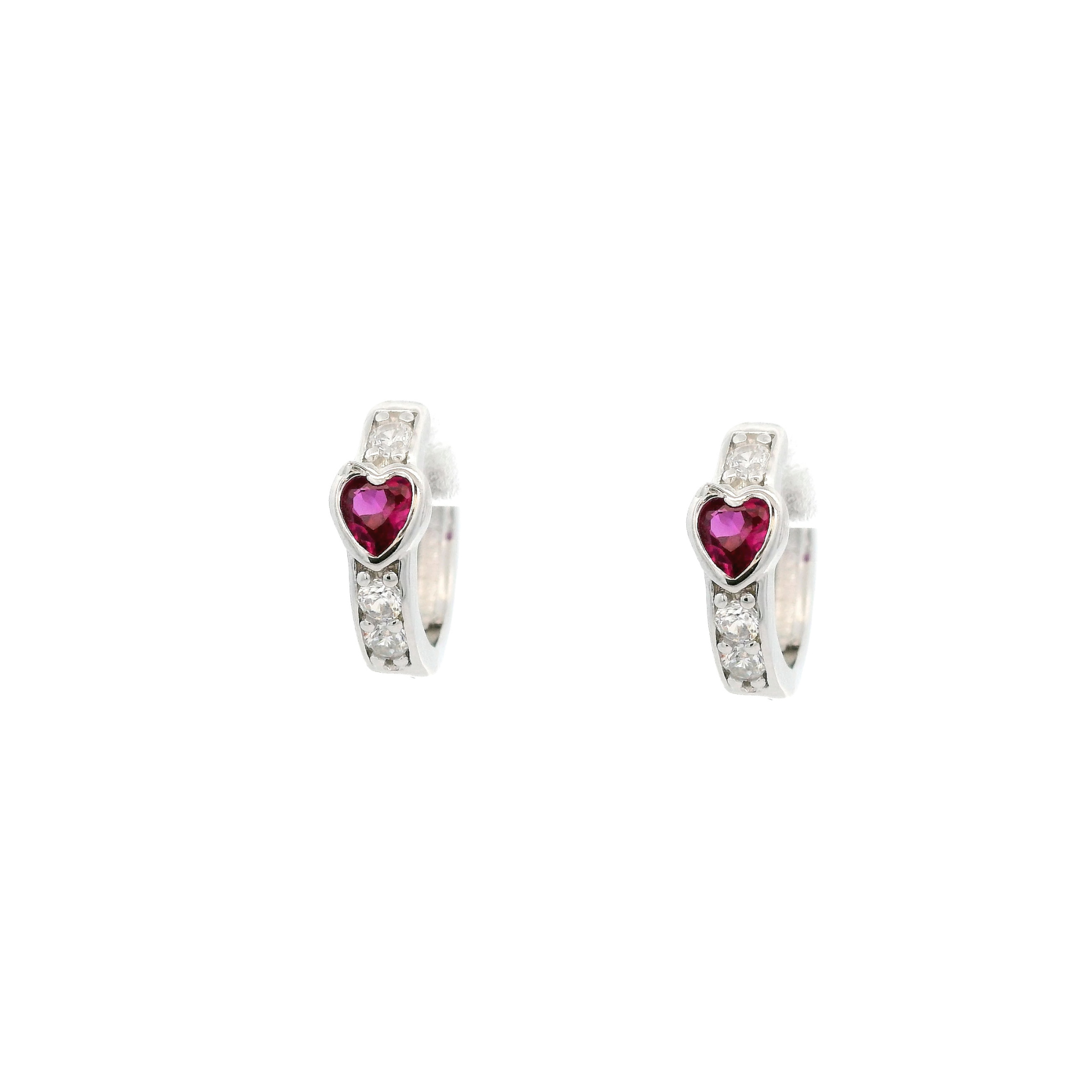 925SS SOLITARY HEART CZ PINK HUGGIES