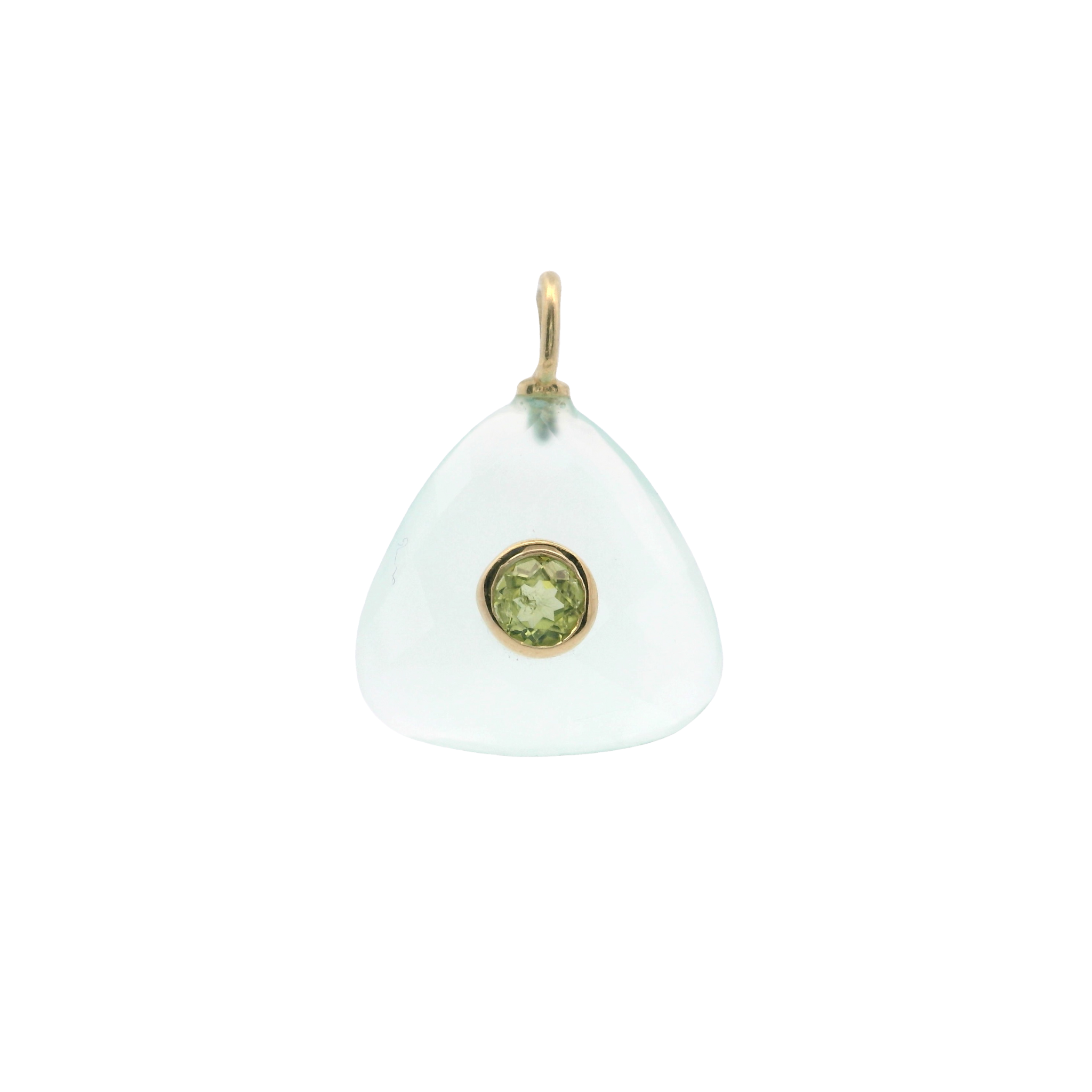 925YG TRIANGLE CHALCEDONY CENTER PERIDOT CHARM