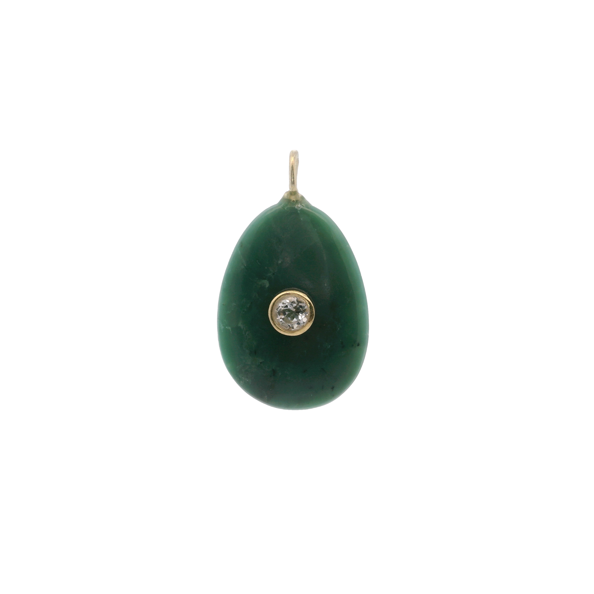 925YG DROP RAW EMERALD CENTER TOPAZ WHITE CHARM