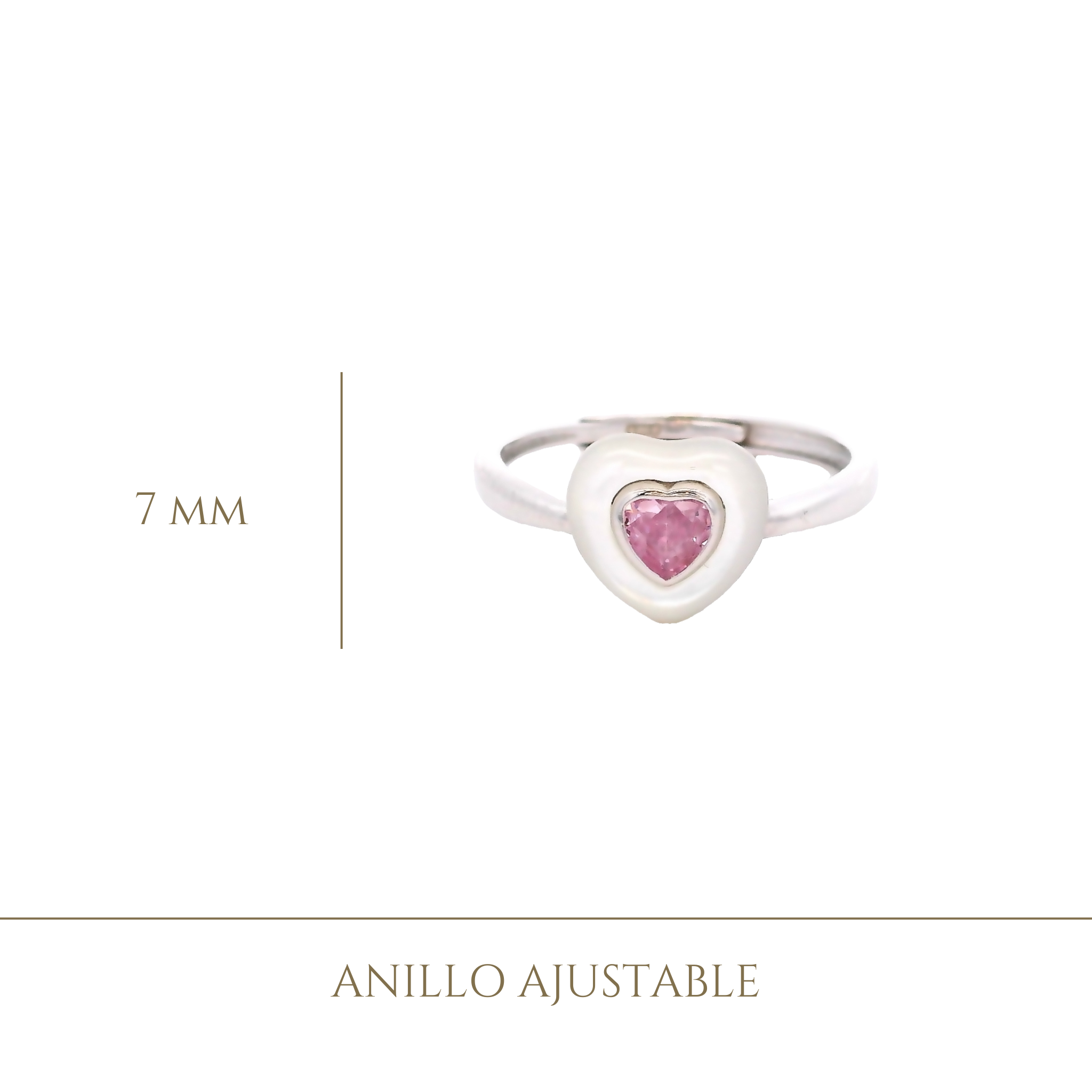 925SS HEART CUBIC ZIRCONIA PINK AND SHELL PEARL ADJUSTABLE RING