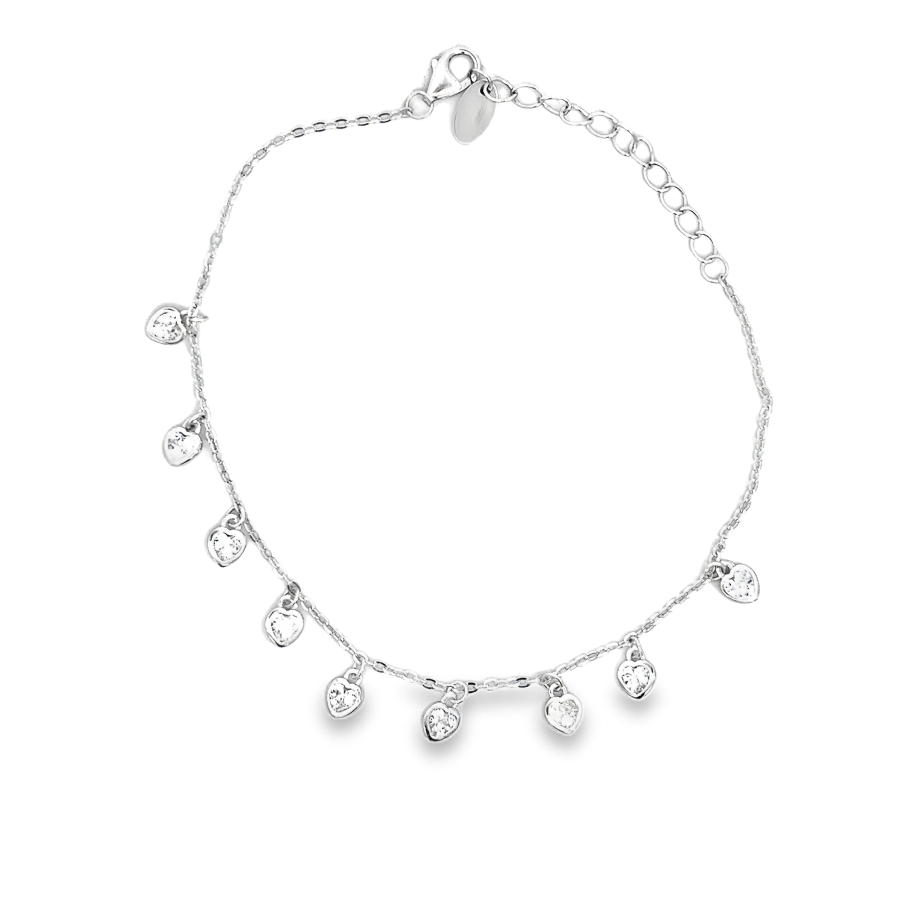 925SS STATION MINI HEART CZ BRACELET