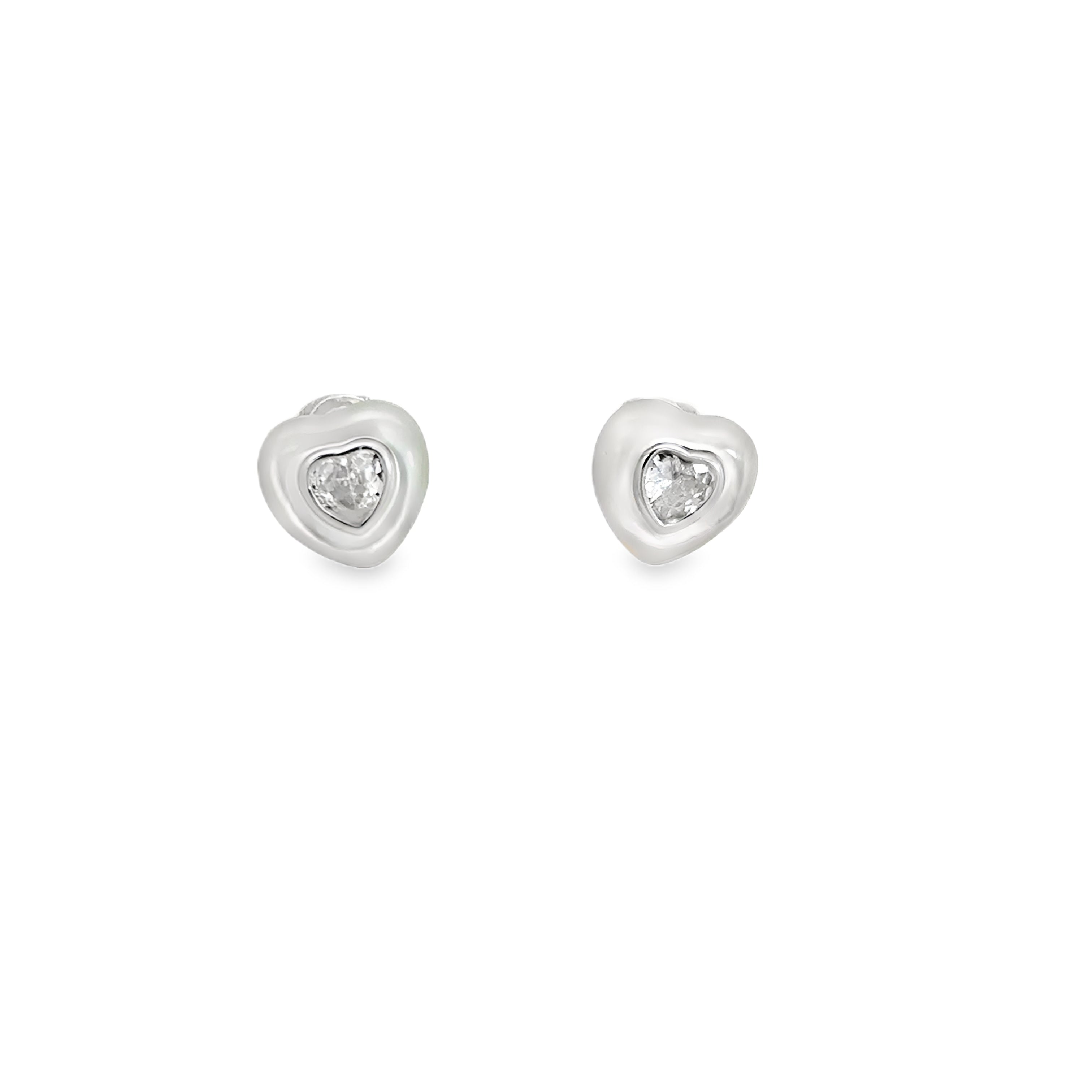 925SS HEART WHITE CZ AND SHELL PEARL EARRINGS