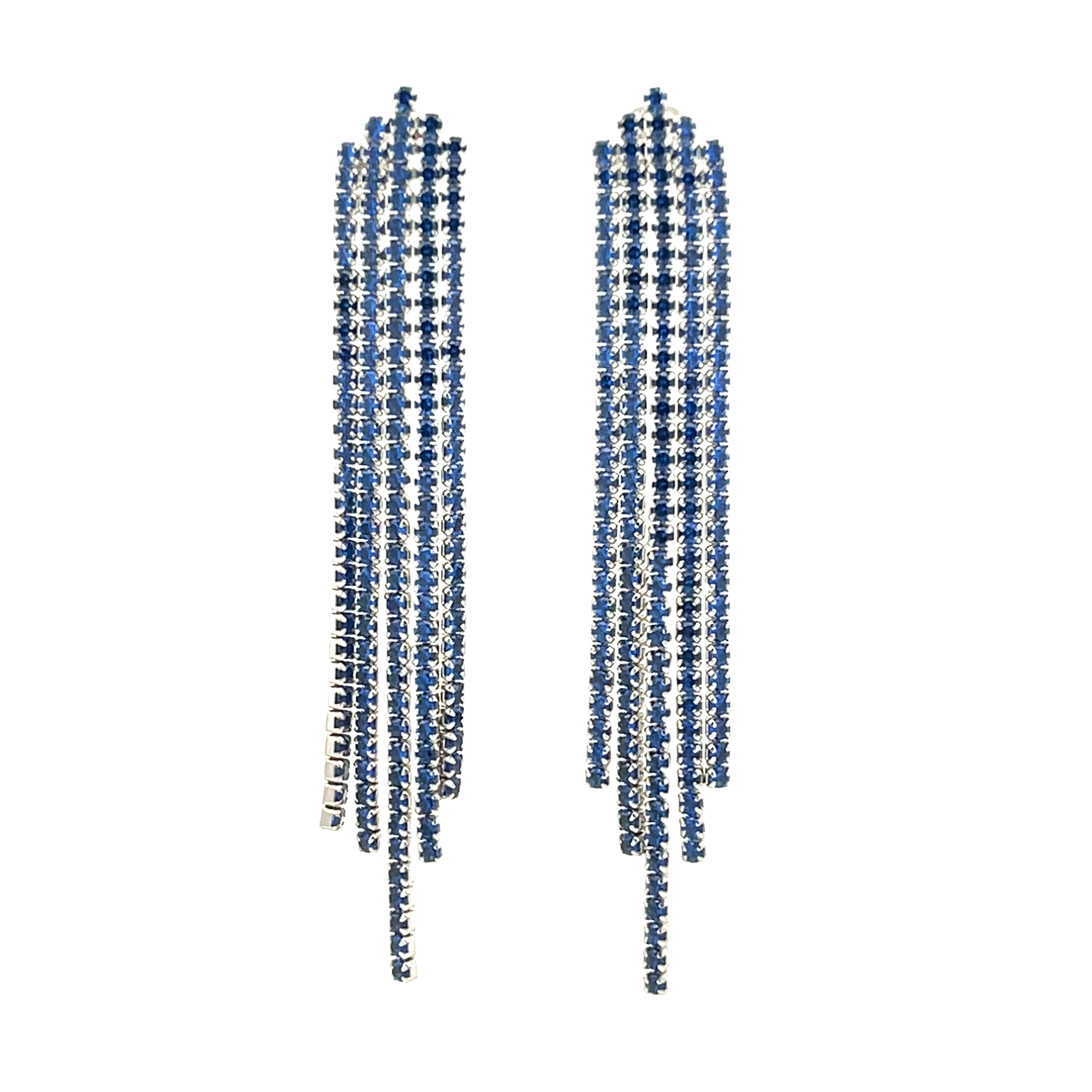 925SS TASEL WITH CZ BLUE EARRINGS