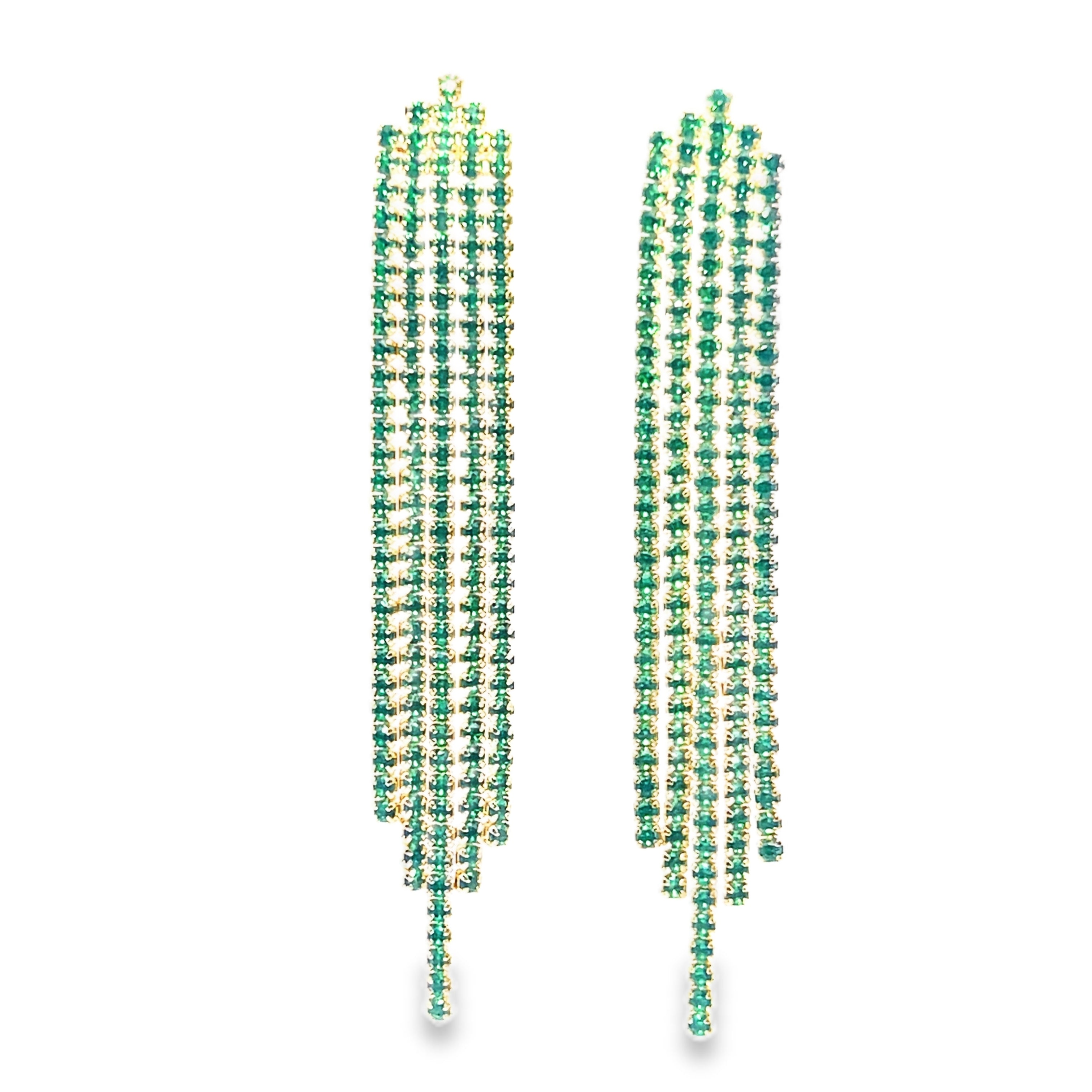 925GD TASEL WITH CZ GREEN EARRINGS