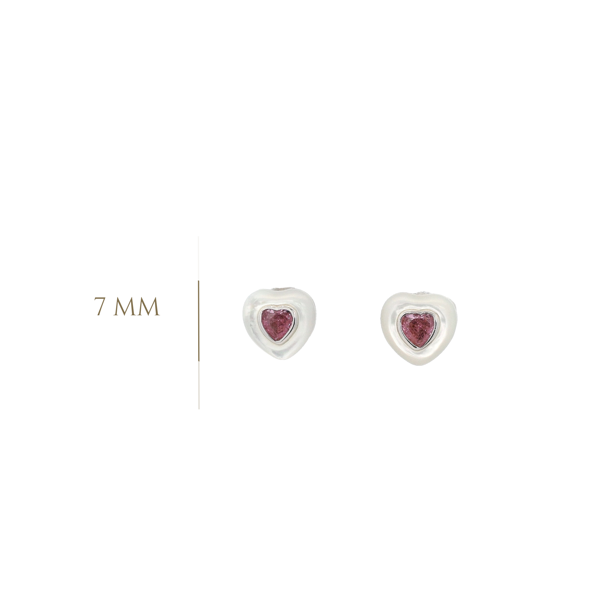 925SS HEART PINK CZ AND SHELL PEARL EARRINGS