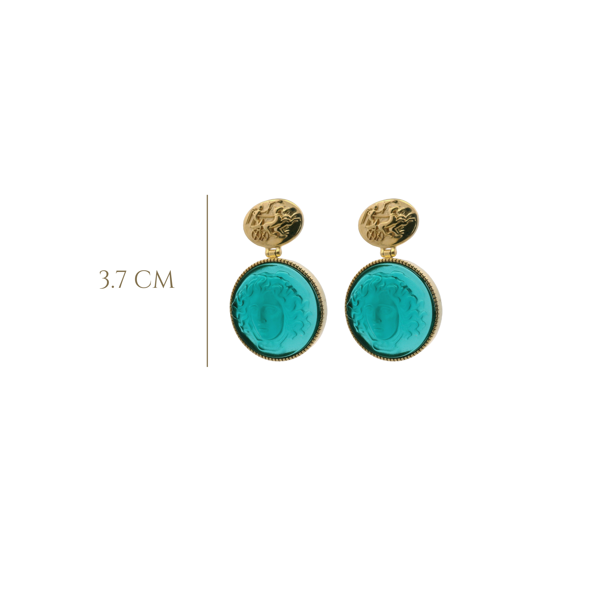 925GG COIN MEDUSA MULTICOLOR AND CHARRIOT EARRINGS