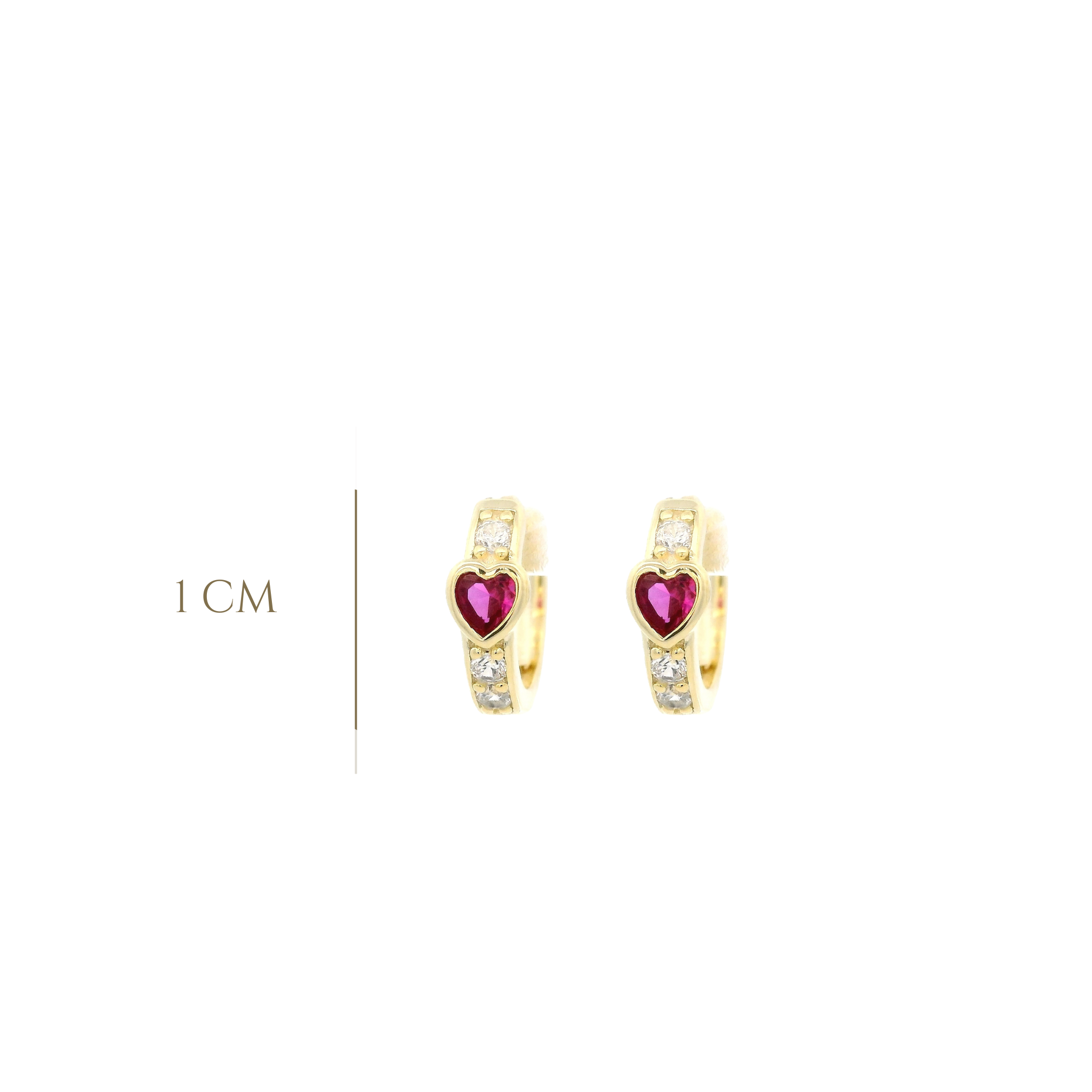 925GD SOLITARY HEART CZ PINK HUGGIES
