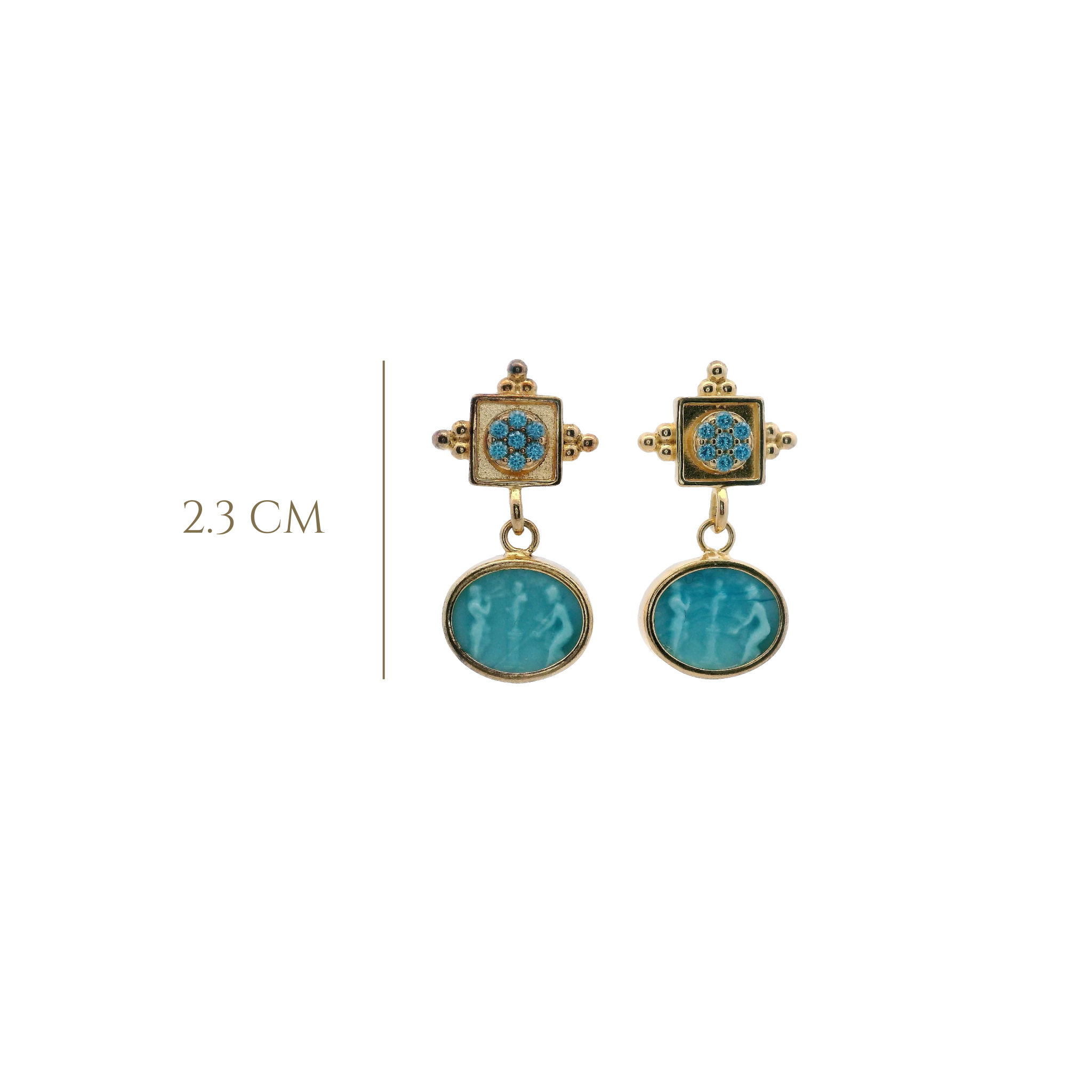 925GG MAYPOLE TURQUESA AND BLUE TOPAZ EARRINGS