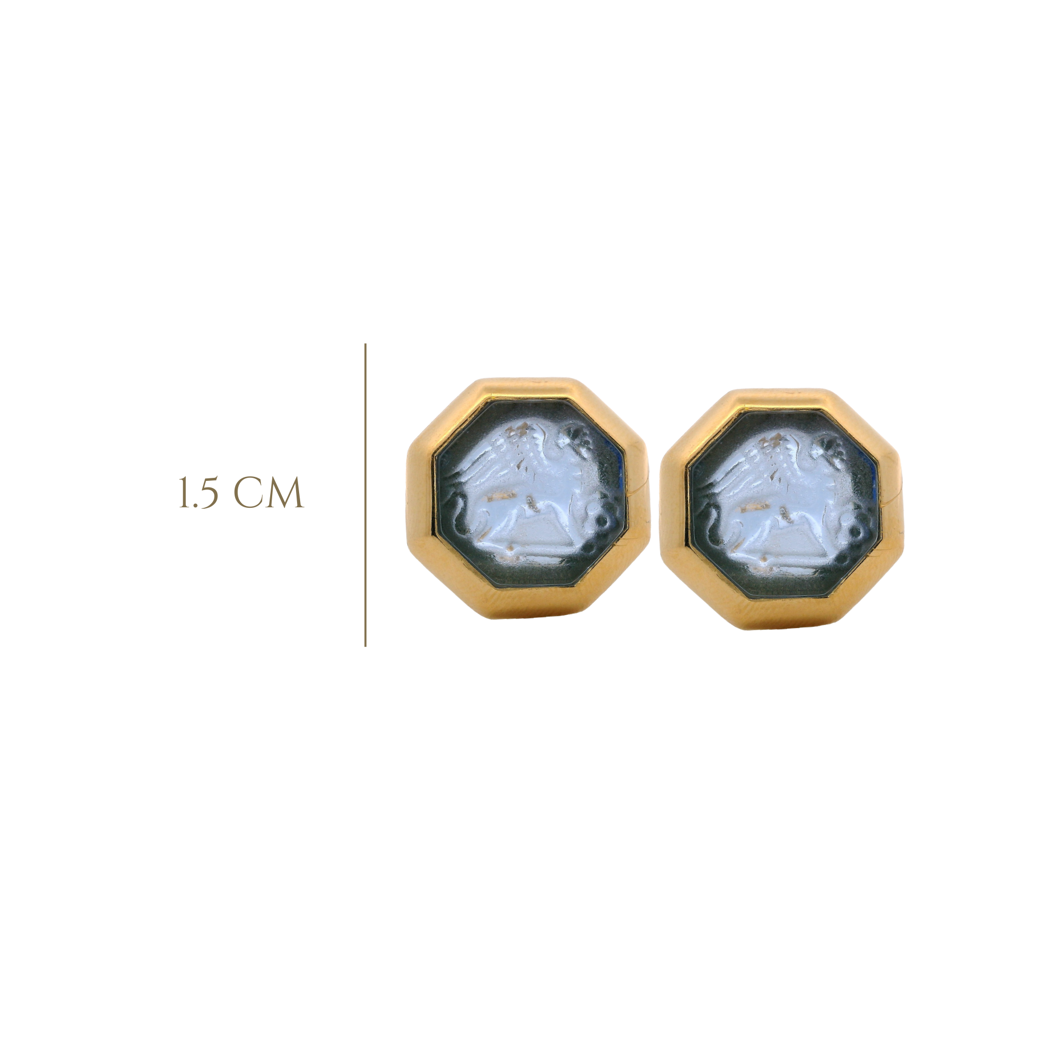 925GG OCTAGONAL CHIREMA BLUE STUD EARRINGS