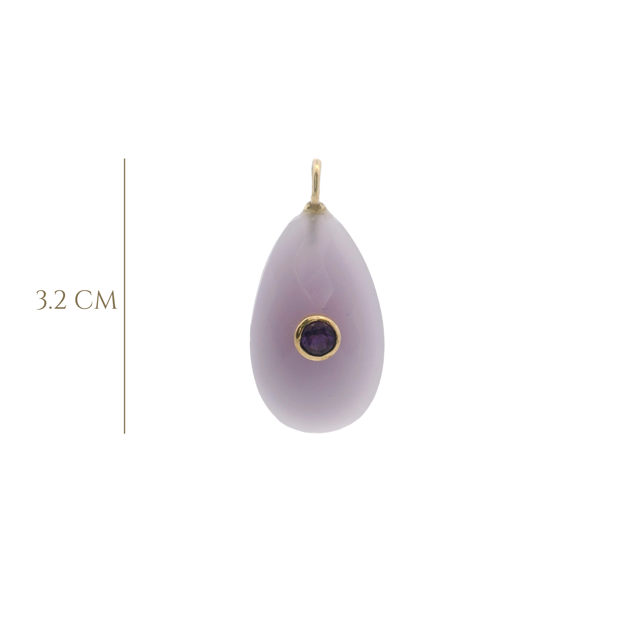 925YG DROP CHALCEDONY CENTER AMETHYST CHARM