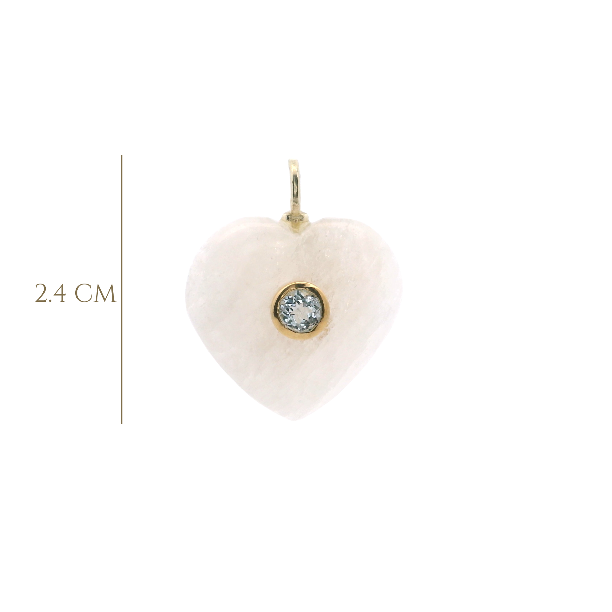925YG HEART MOOSTONE CENTER AQUAMARINE CHARM