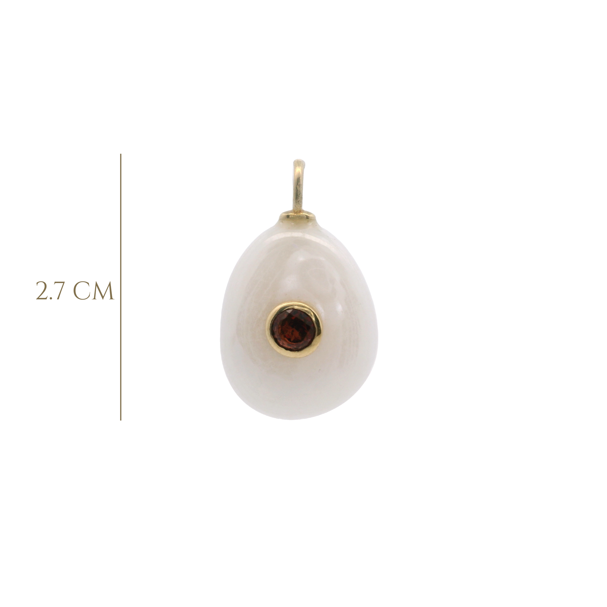 925YG DROP MOOSTONE CENTER GARNET CHARM