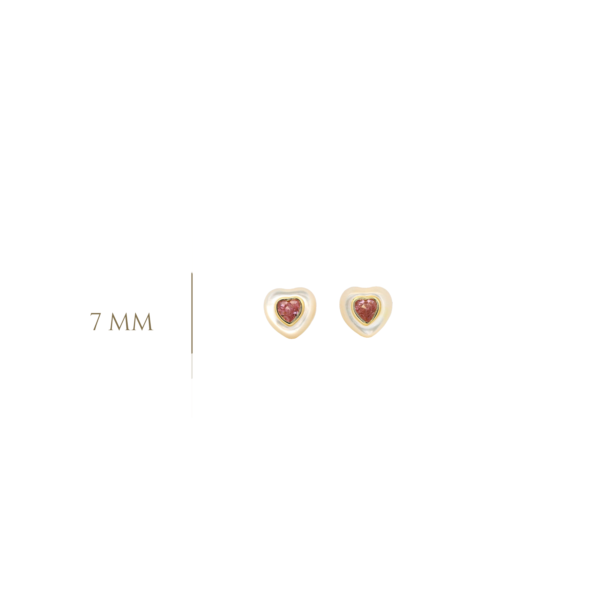 925GD HEART PINK CZ AND SHELL PEARL EARRINGS