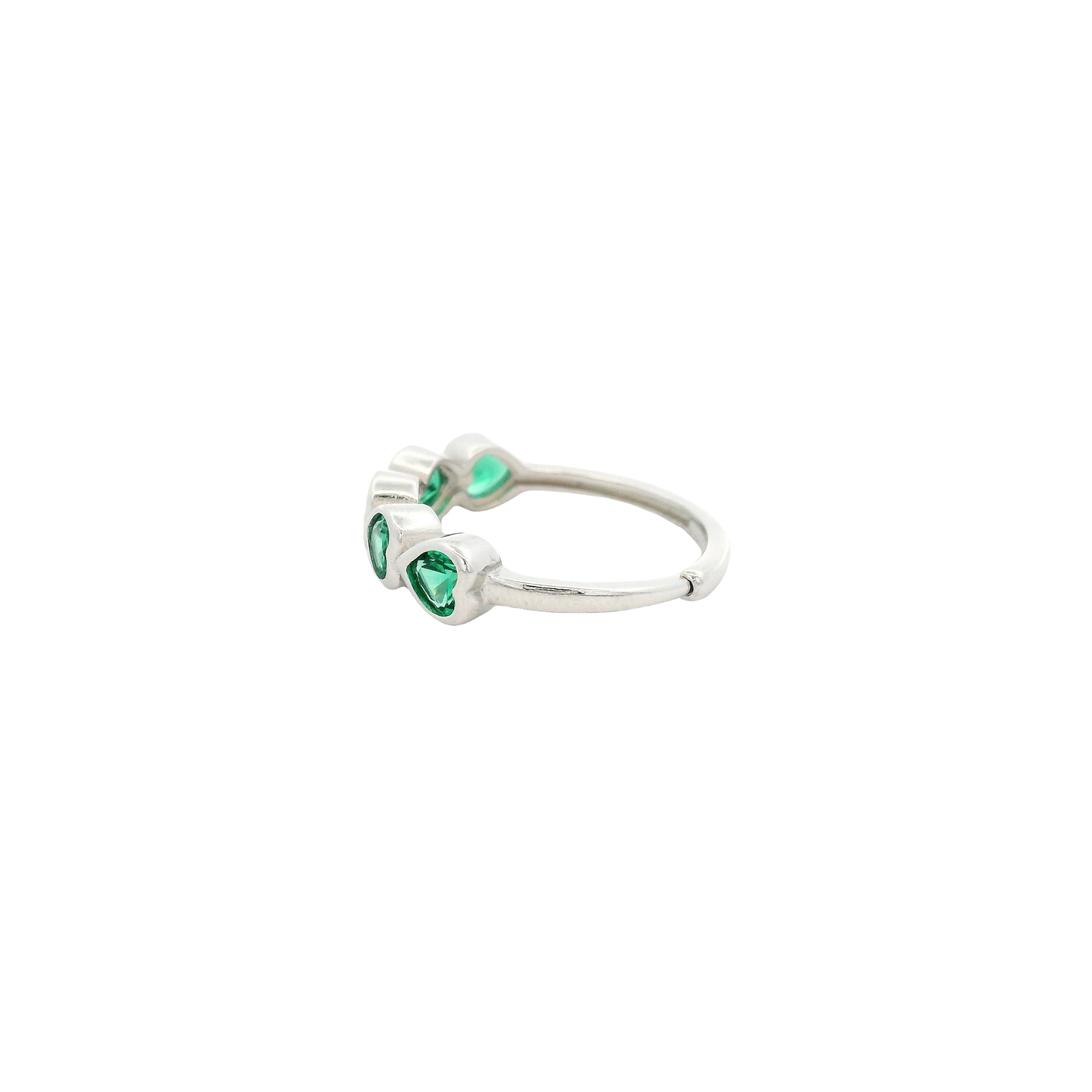 925SS FIVE HEARTS GREEN CZ ADJUSTABLE RING