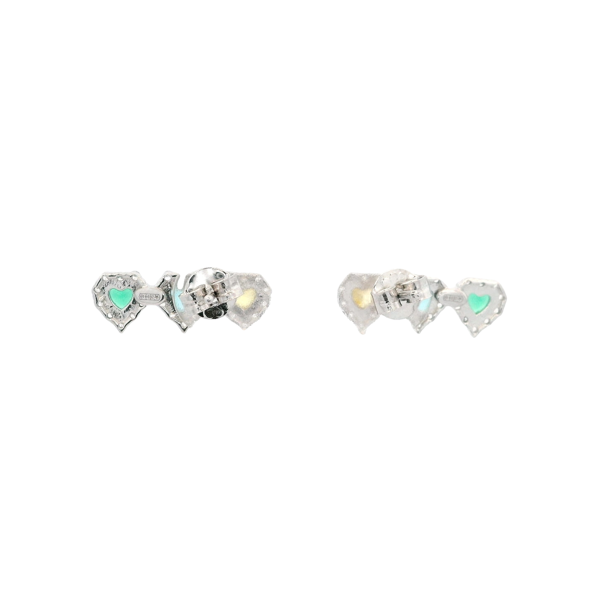 925SS TRIPLE HEART GREEN CZ EARRINGS