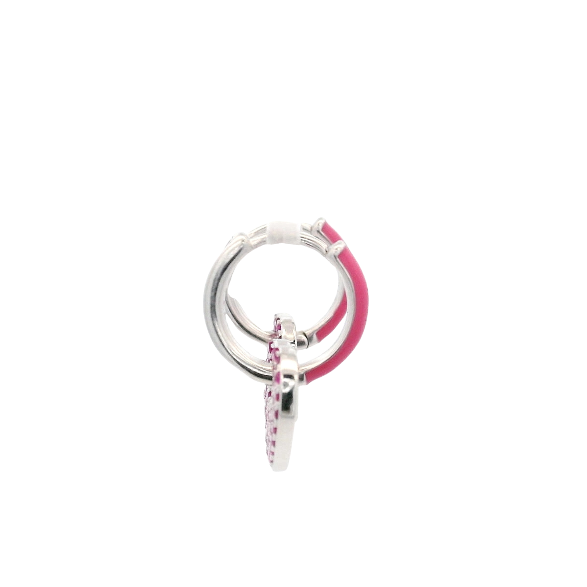 925SS HEART HANGING FUCHSIA CZ HUGGIES