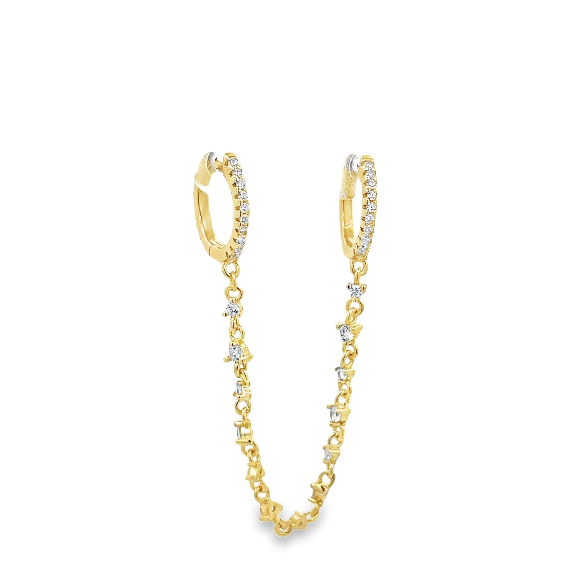 925GD CHAIN CZ DOUBLE HOOP PIERCING - C'SANTOS