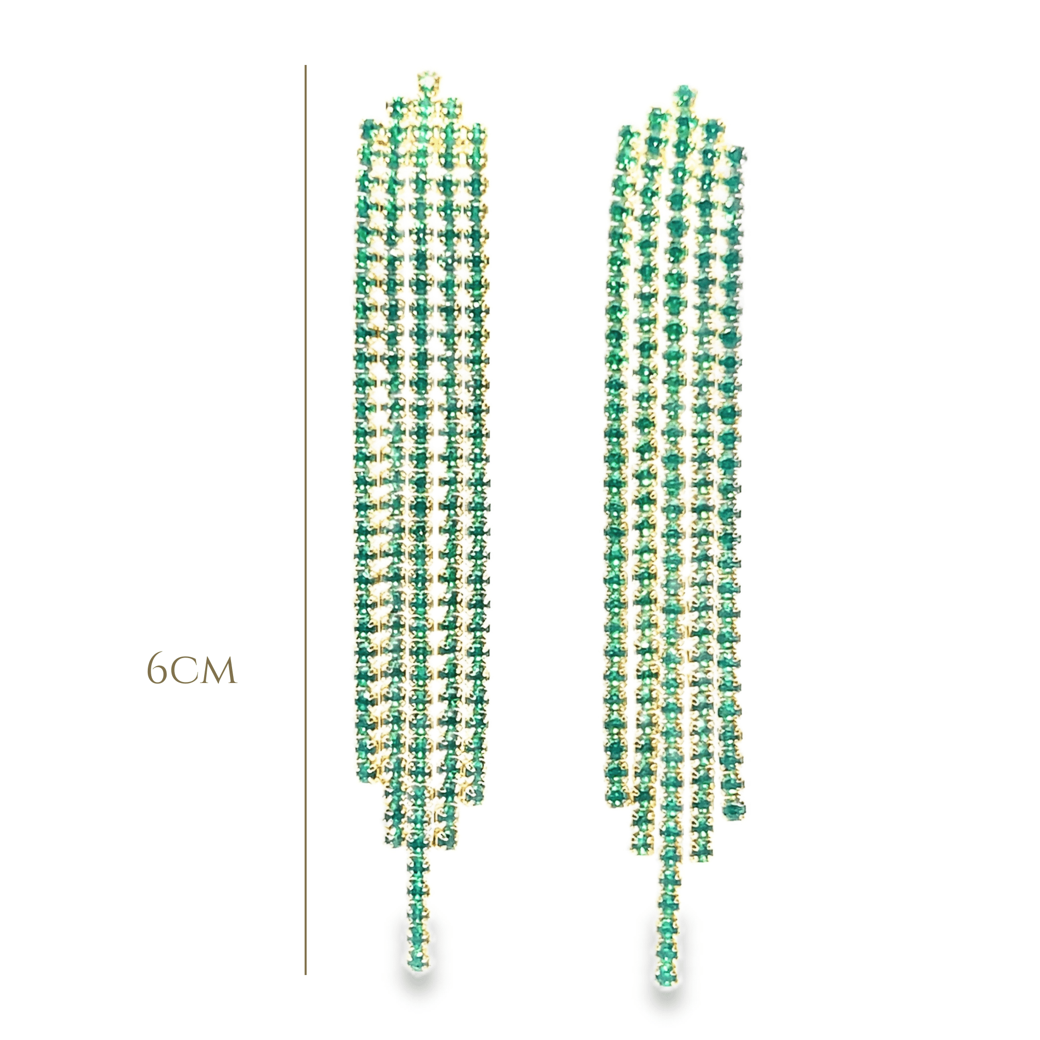 925GD TASEL WITH CZ GREEN EARRINGS - C'SANTOS