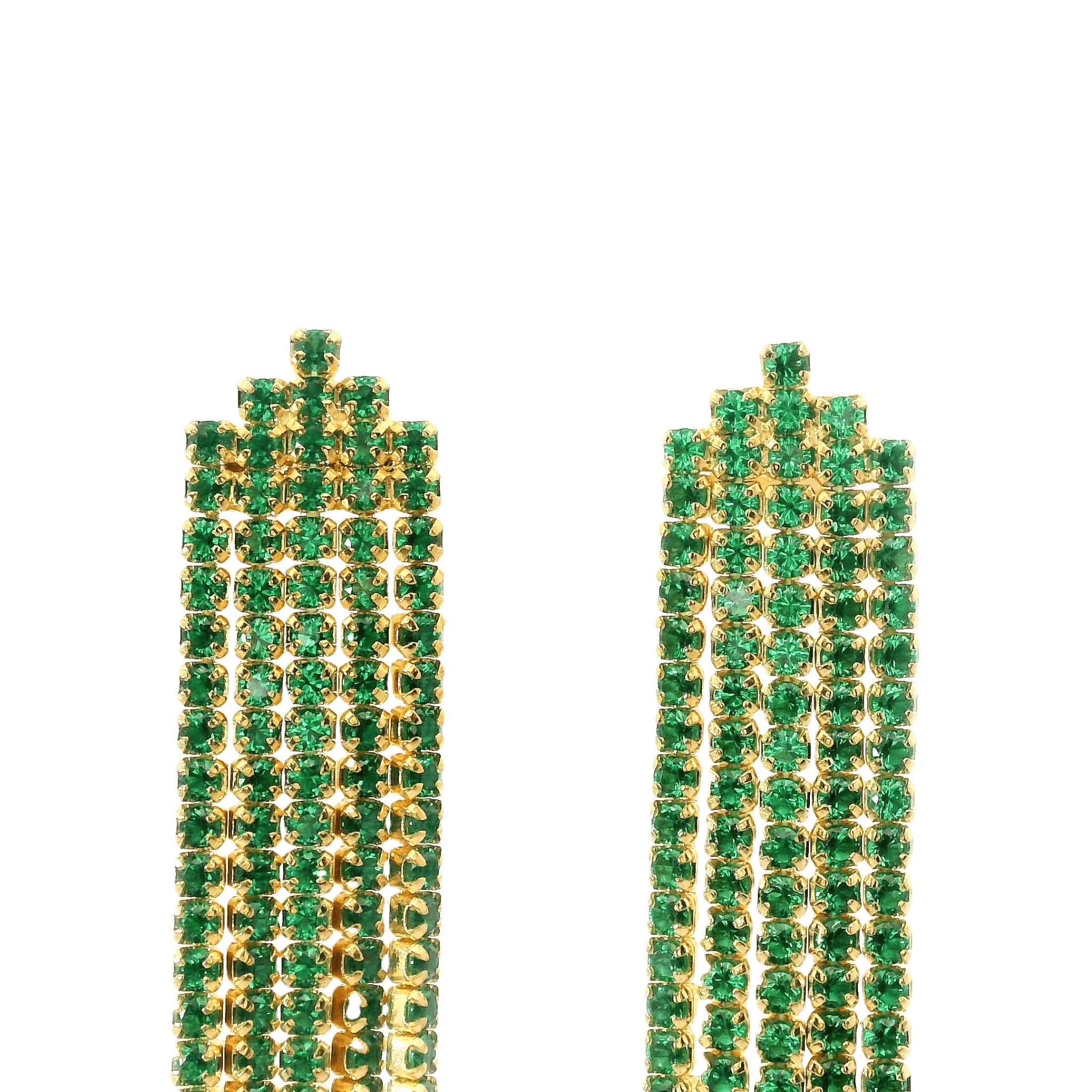 925GD TASEL WITH CZ GREEN EARRINGS - C'SANTOS