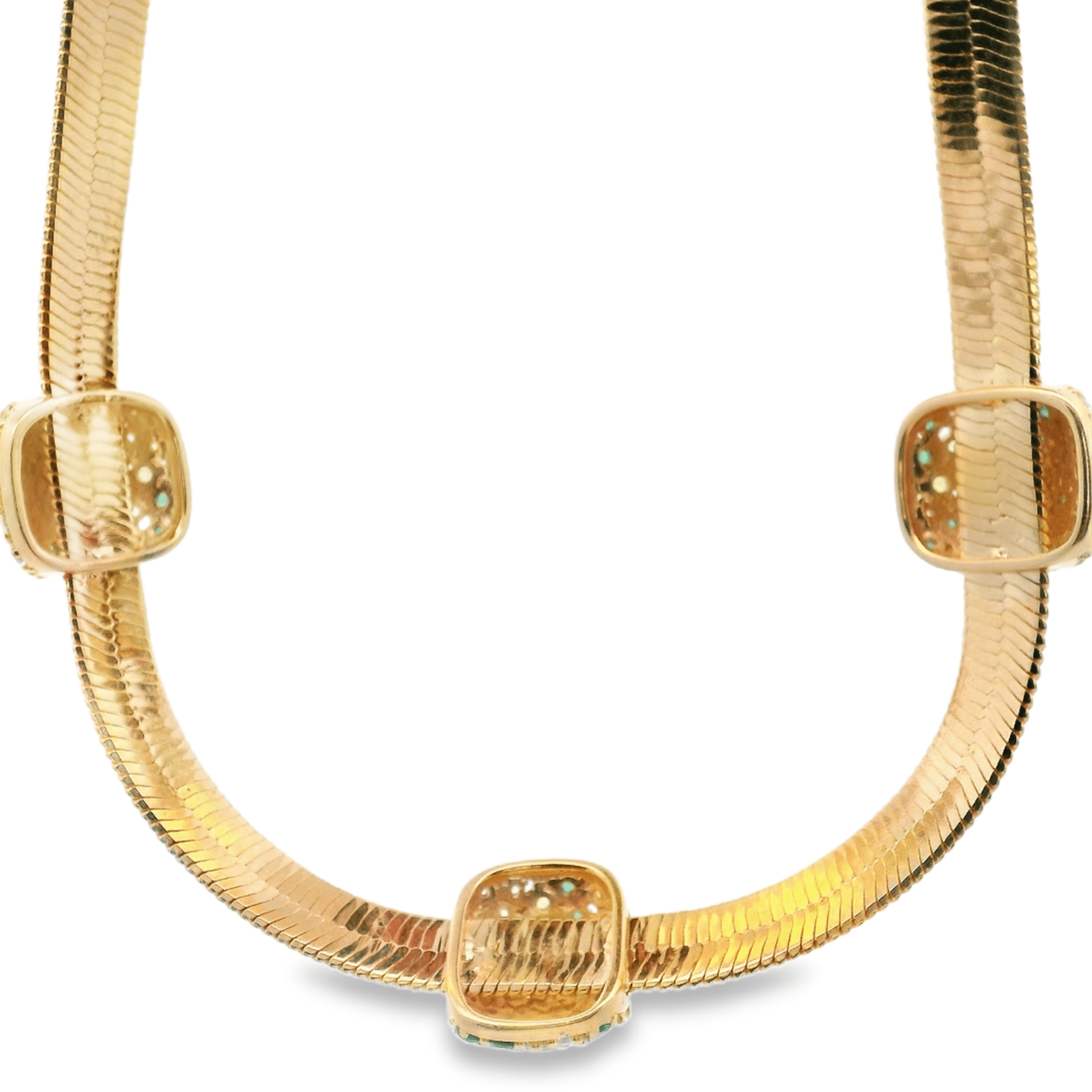 925GD TRIPLE BAR CLUSTER GREEN CZ NECKLACE - C'SANTOS