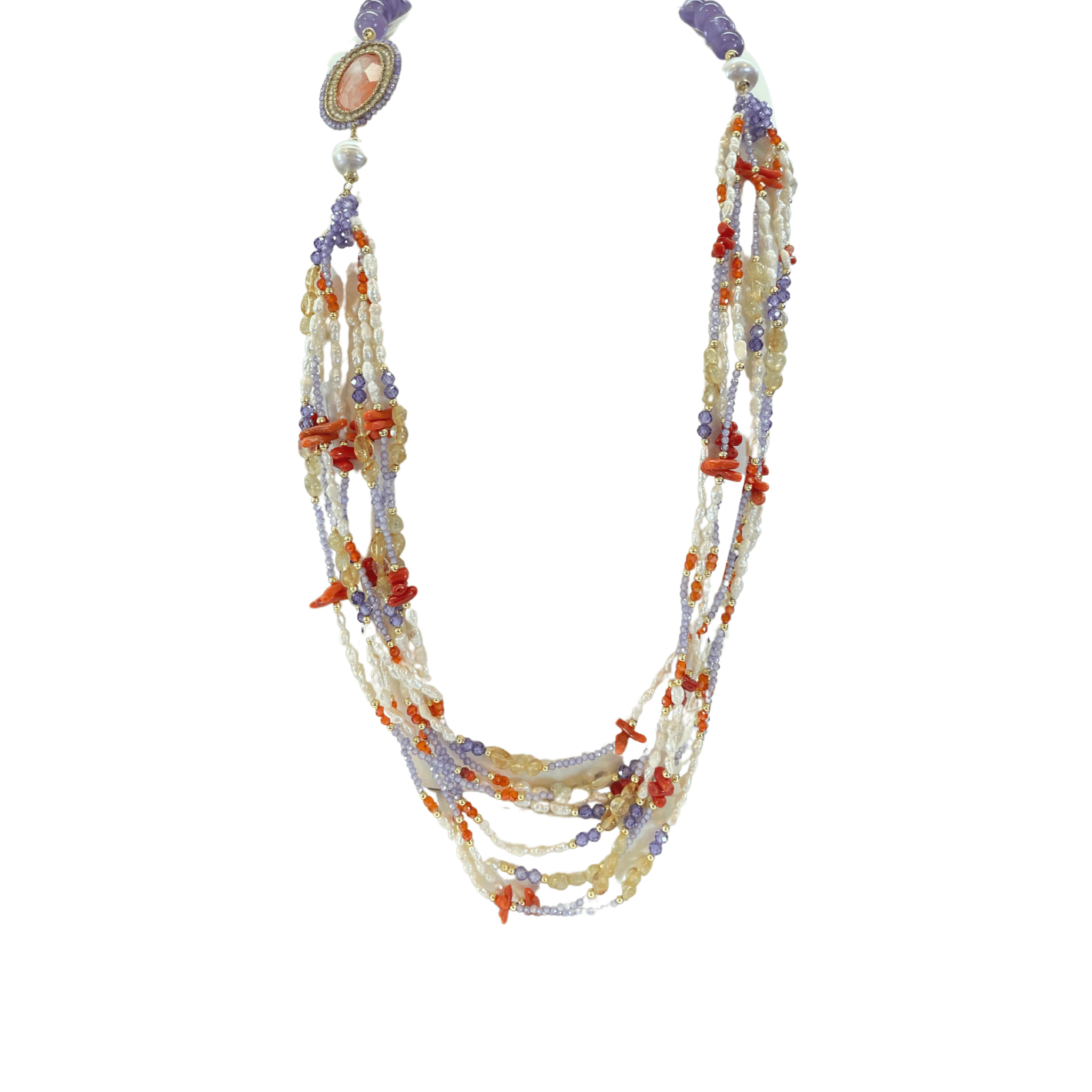 925GG CALLO PERLA ZIRC NECKLACE - C'SANTOS