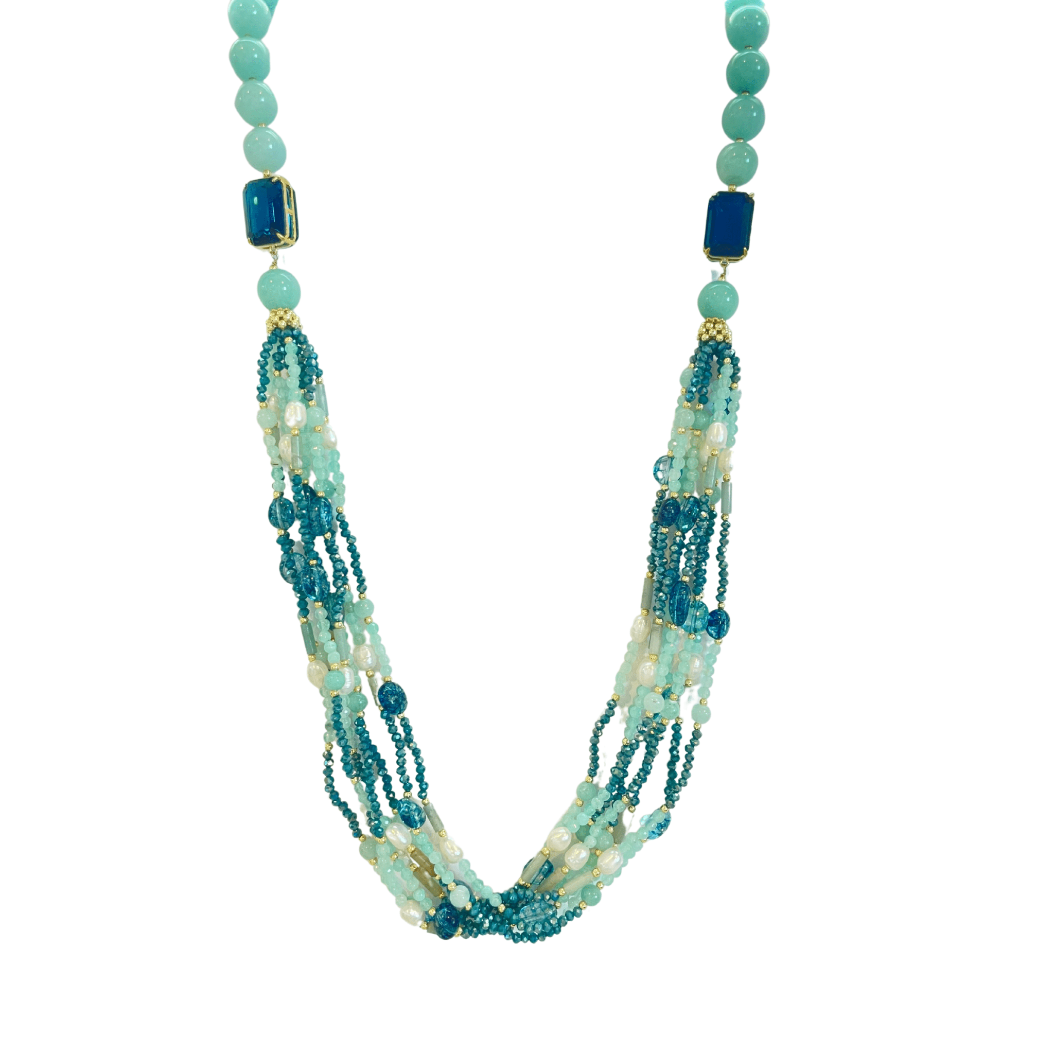 925GG CRISTAL OTTANIO GIADA AGATA NECKLACE - C'SANTOS