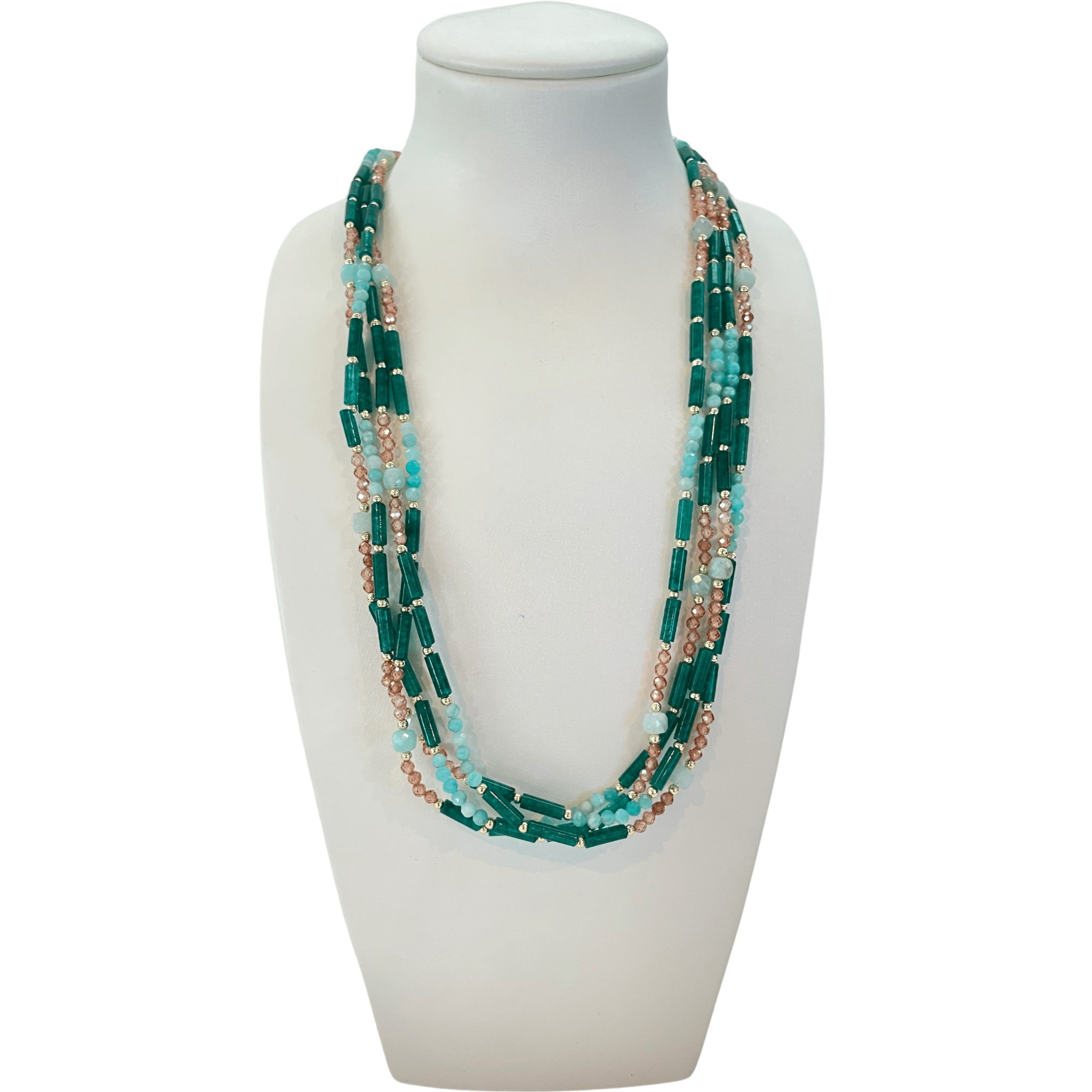 925GG FLAT AQUA MARINA ZIRNI VERDE NECKLACE - C'SANTOS