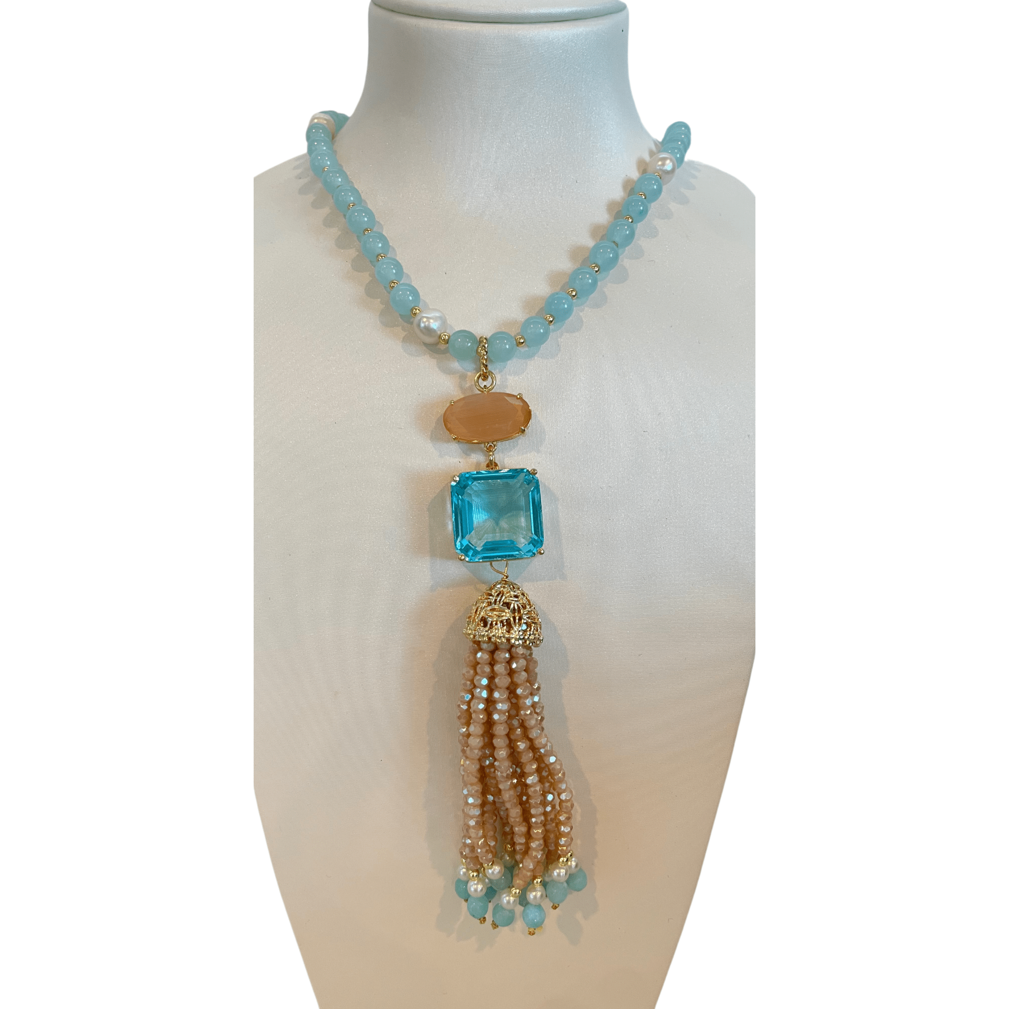 925GG GIADA IDRO AQUA MARINA NECKLACE - C'SANTOS