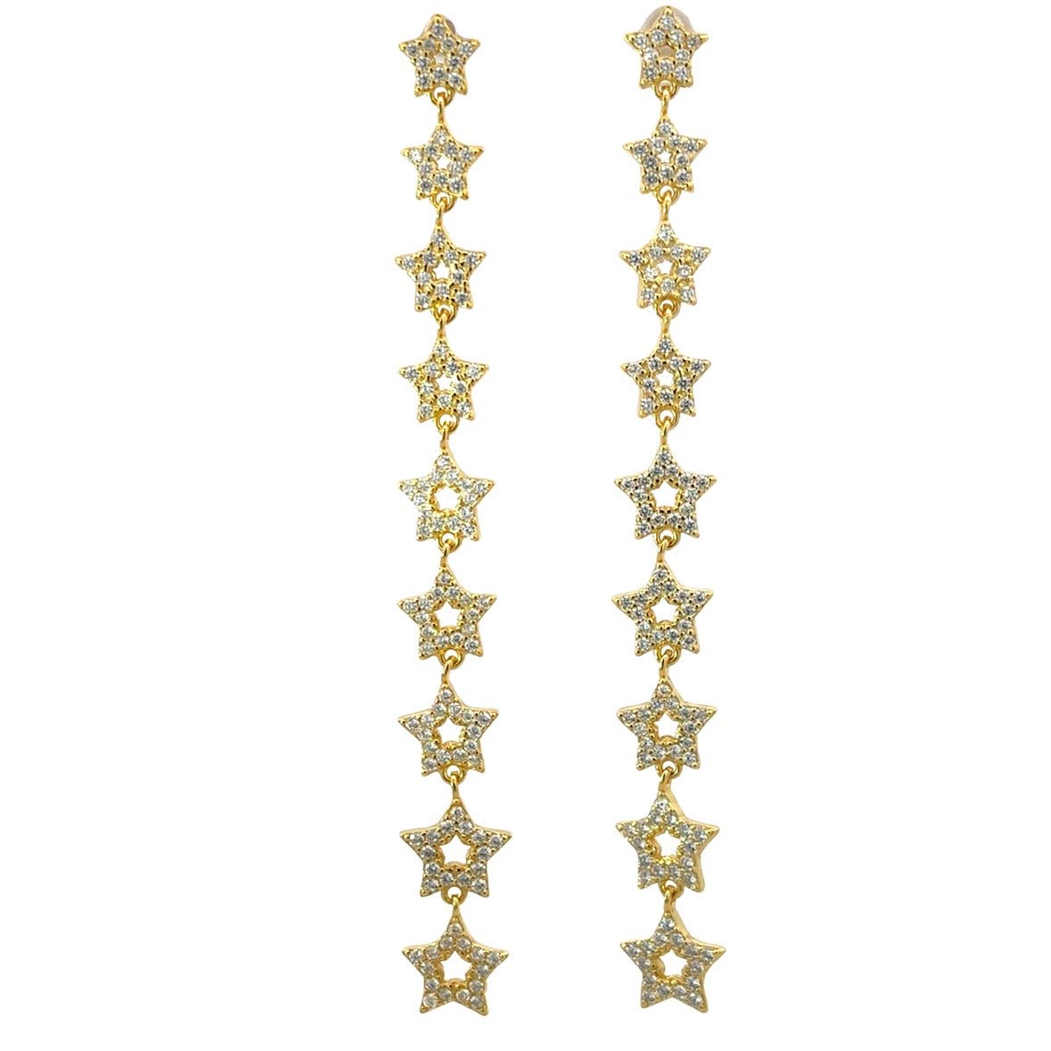 925GG LONG OPEN STAR EARRINGS - C'SANTOS