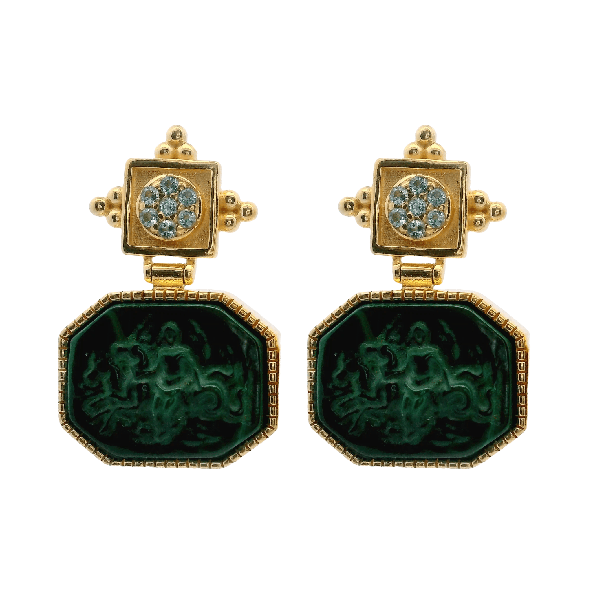 925GG NEPTUNE GREEN AND BLUE TOPAZ EARRINGS - C'SANTOS