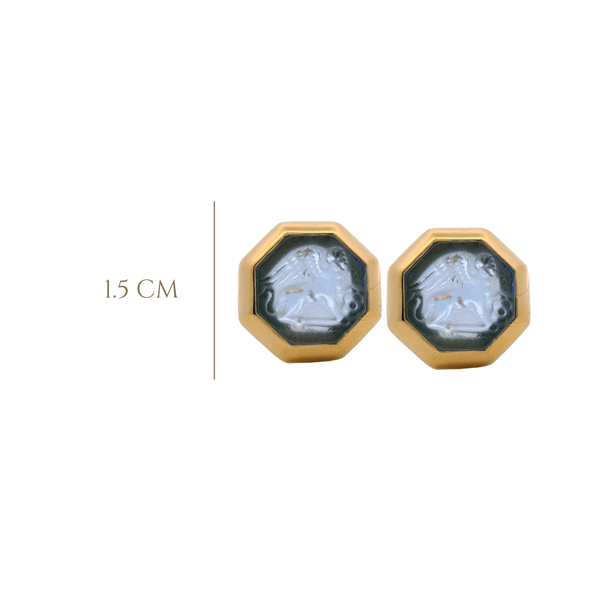 925GG OCTAGONAL CHIREMA BLUE STUD EARRINGS - C'SANTOS