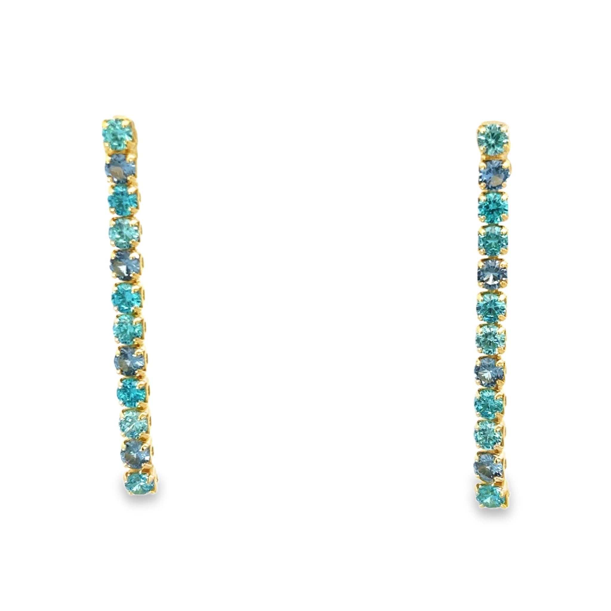925GG PRONG AQUA TENNIS STUD EARRINGS - C'SANTOS