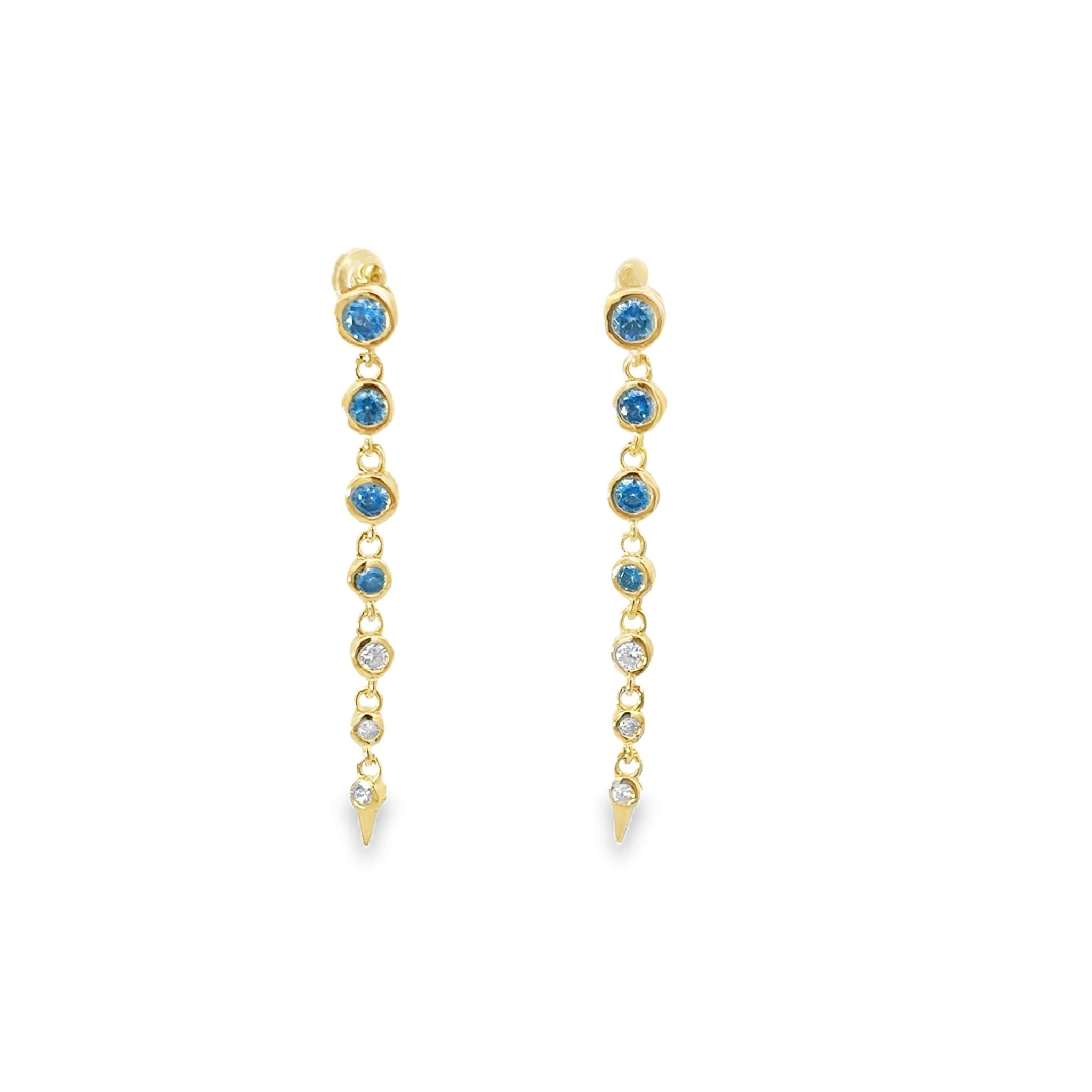 925GG ROUND TURQUOISE TENNIS CZ EARRINGS - C'SANTOS