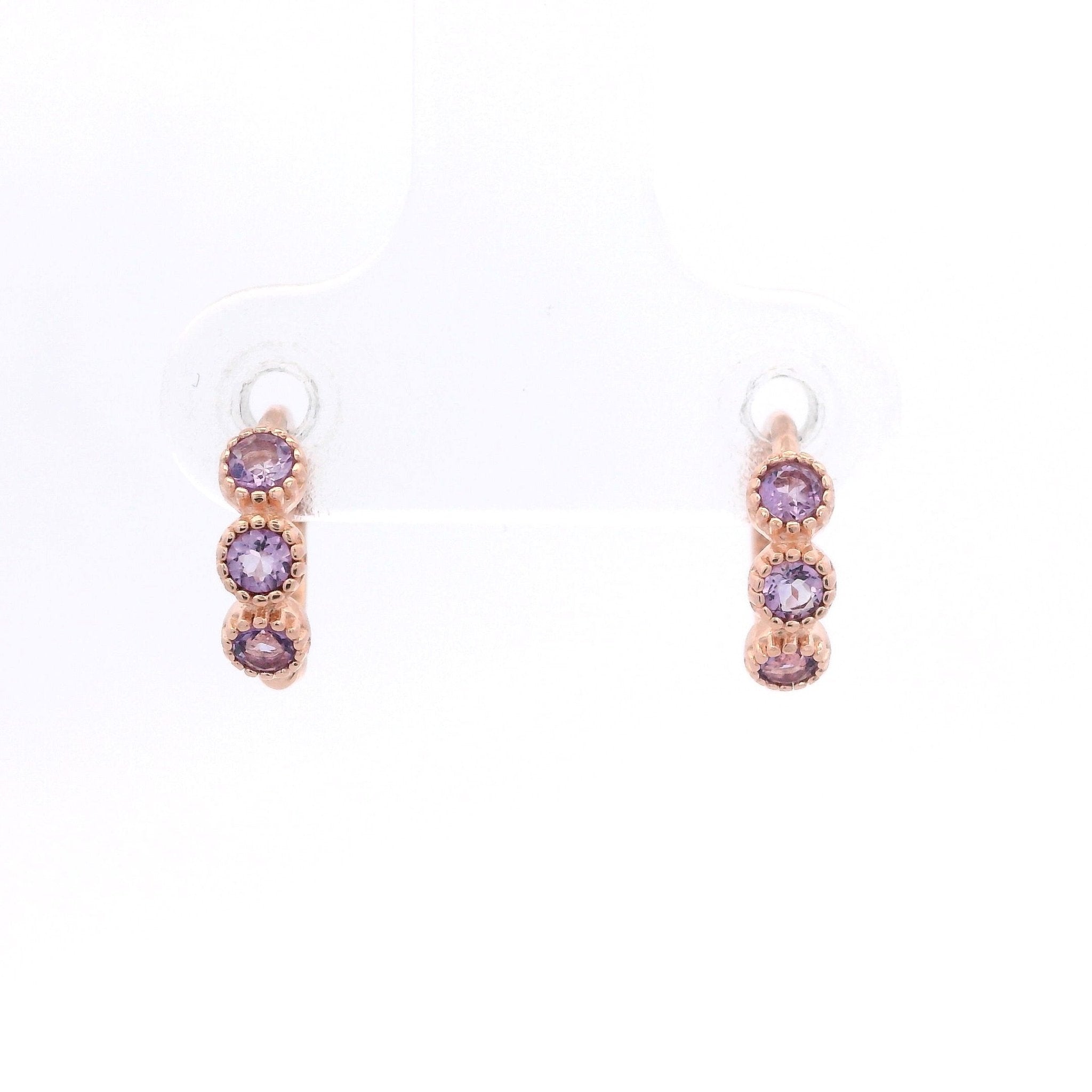 925RG 3 STONE AMETHYST MINI HUGGIES - C'SANTOS