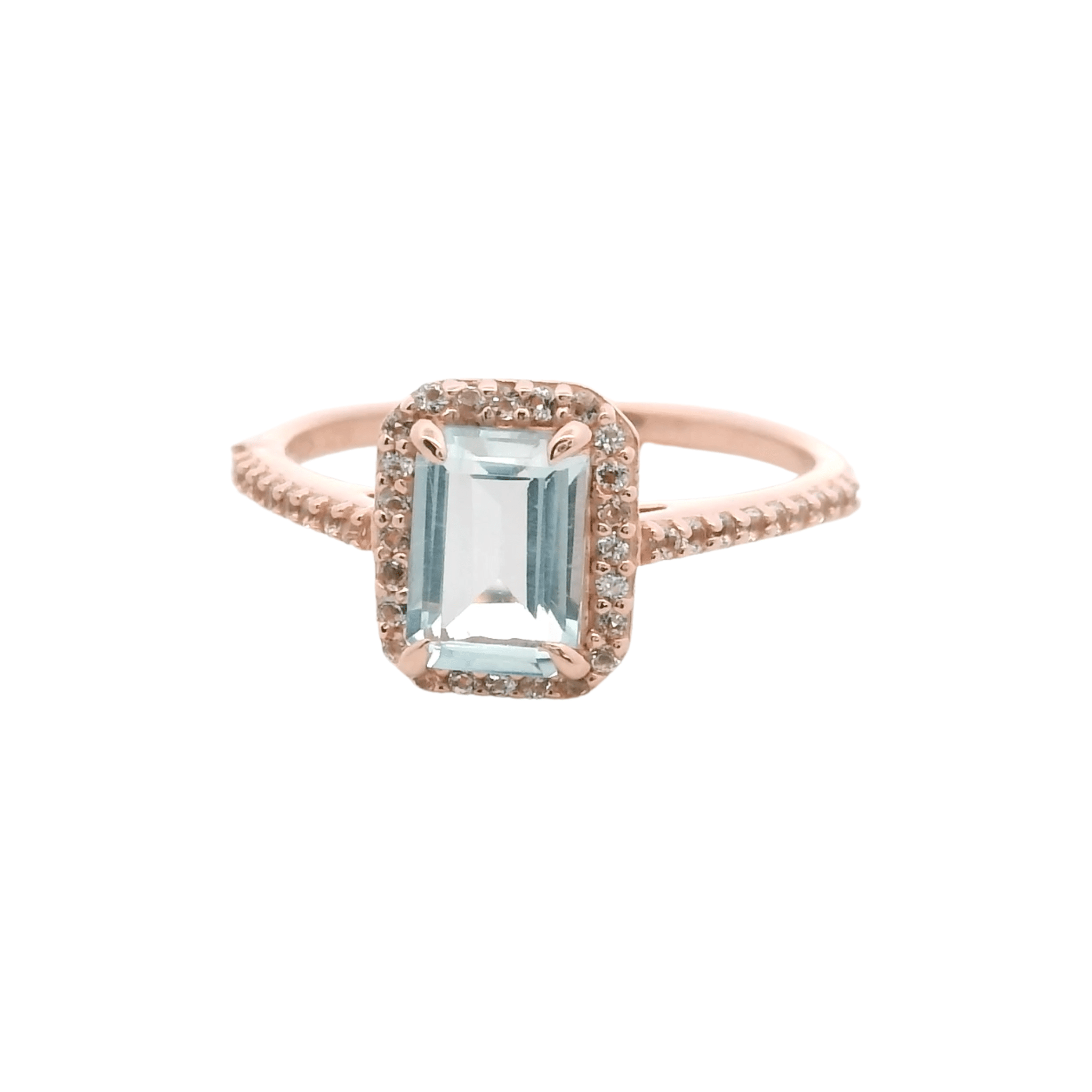 925RG BAQUETTE TOPAZ BLUE SKY AROUND TOPAZ WHITE RING T6.5 - C'SANTOS