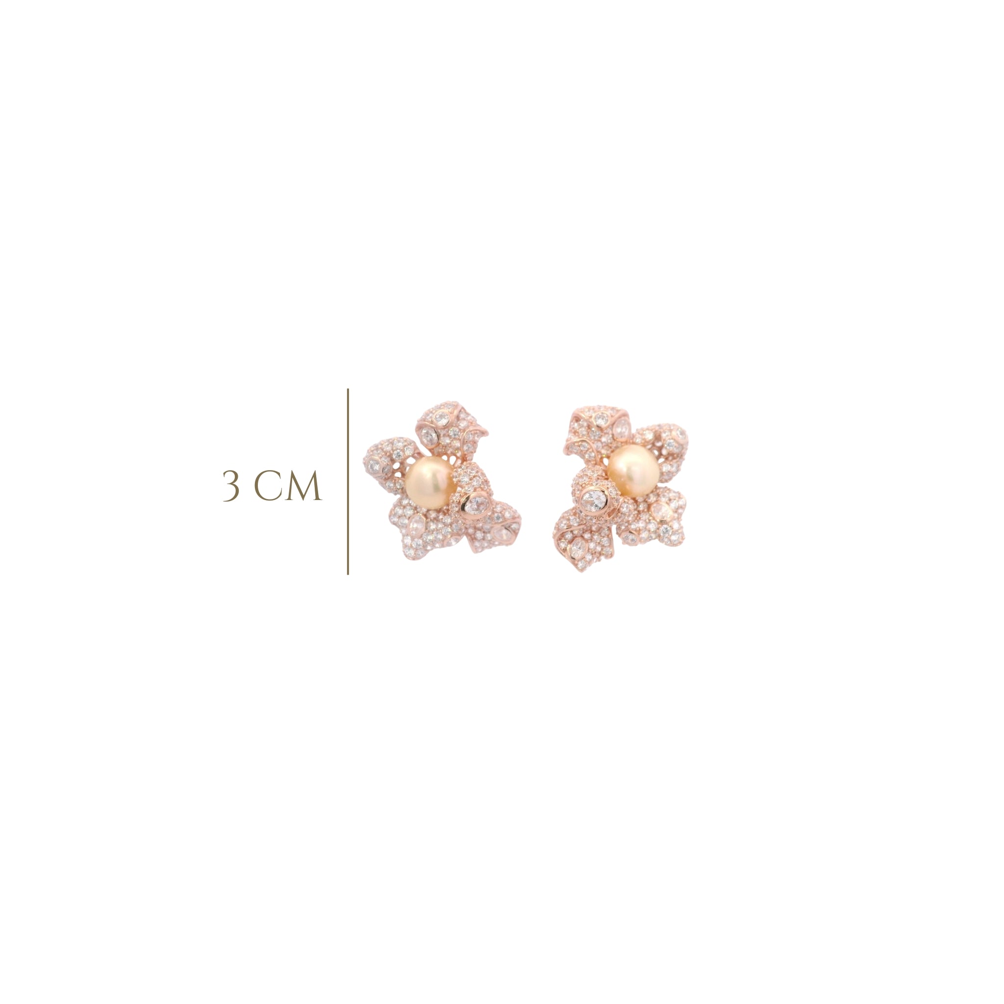925RG BIG FLOWER PAVE CZ CENTER PERL EARRINGS - C'SANTOS