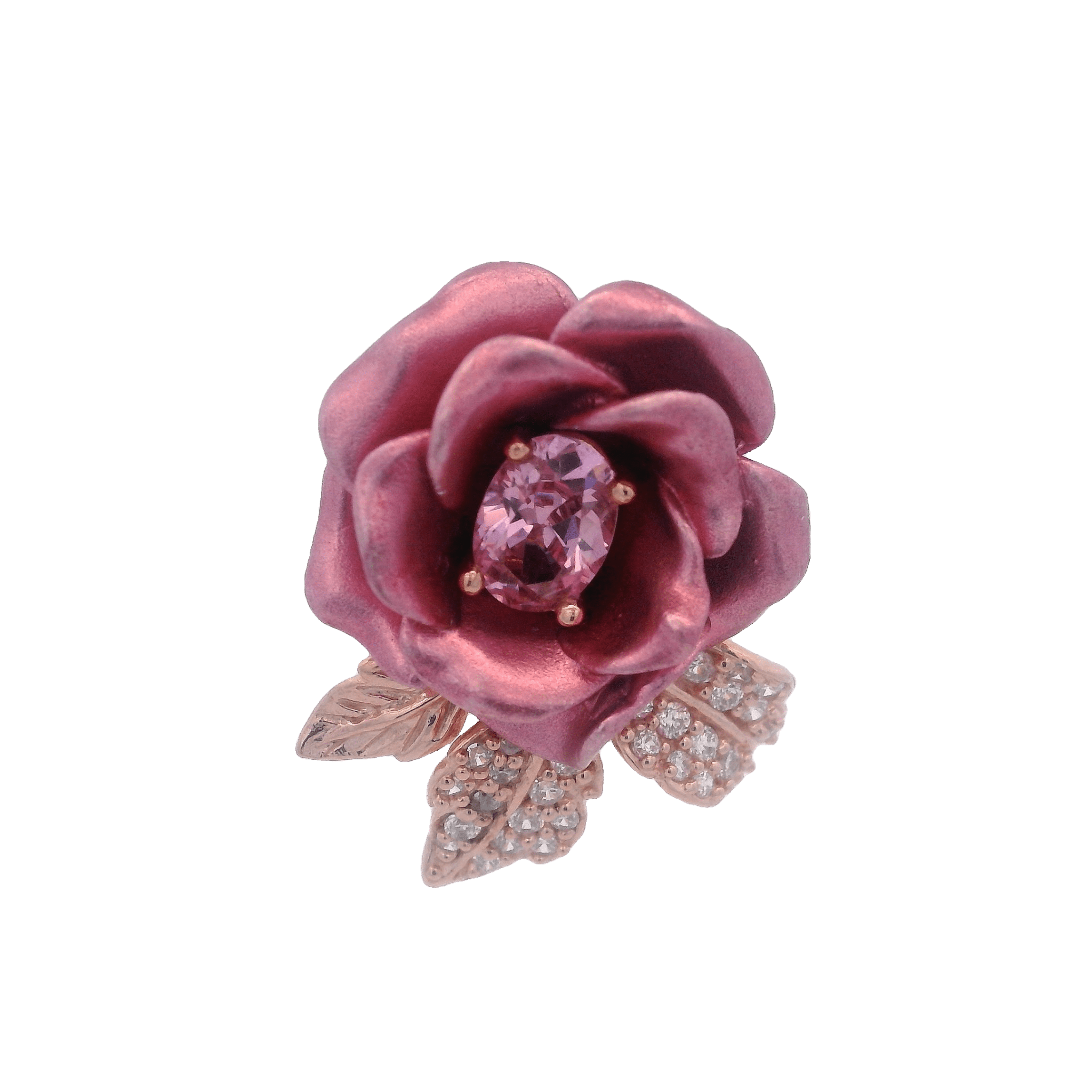 925RG BIG FLOWER PINK CENTER CZ PINK PENDANT - C'SANTOS