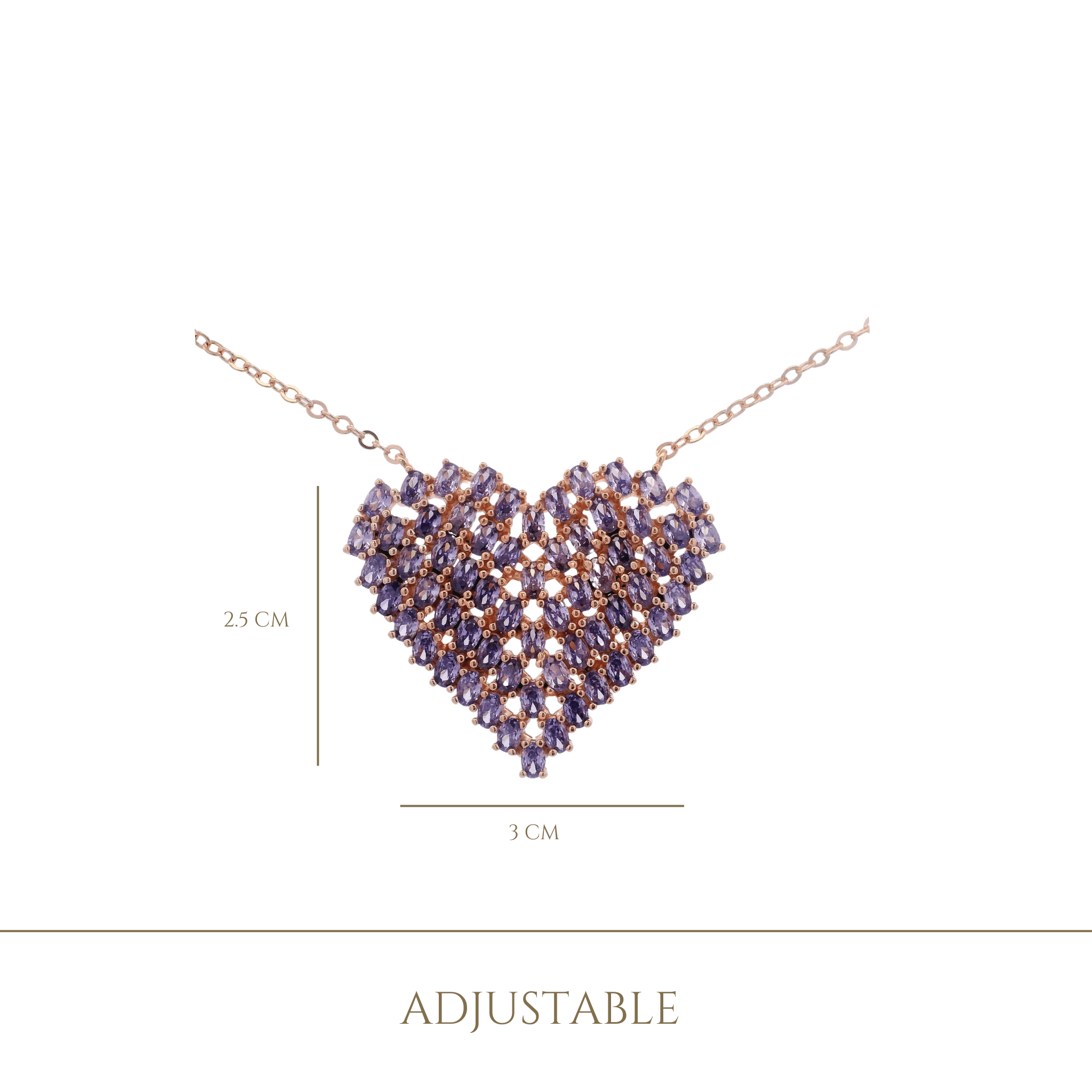 925RG BIG HEART BRISTONE PURPLE CZ NECKLACE - C'SANTOS