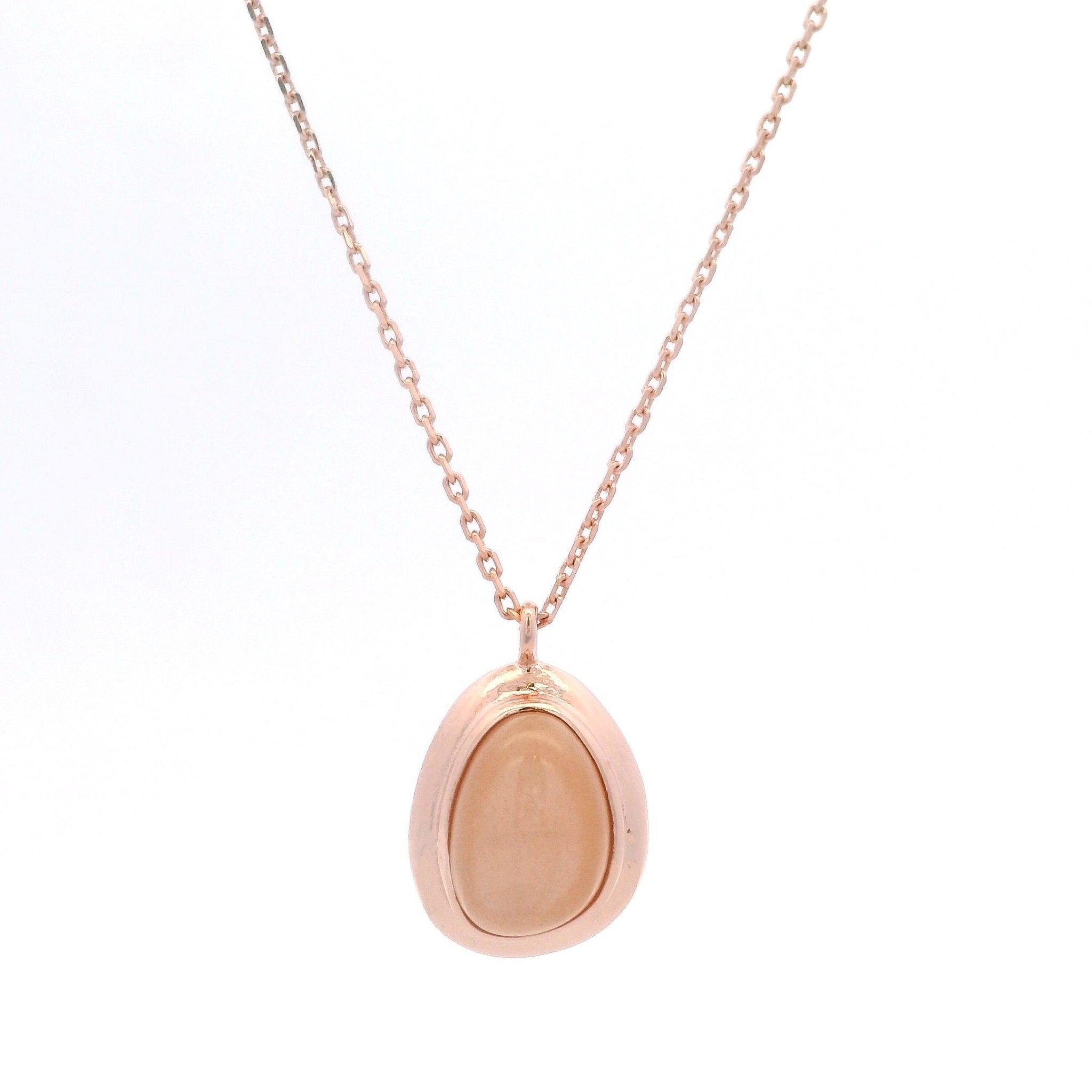 925RG CHUNKY DROP MOOSTONE PEACH NECKLACE - C'SANTOS